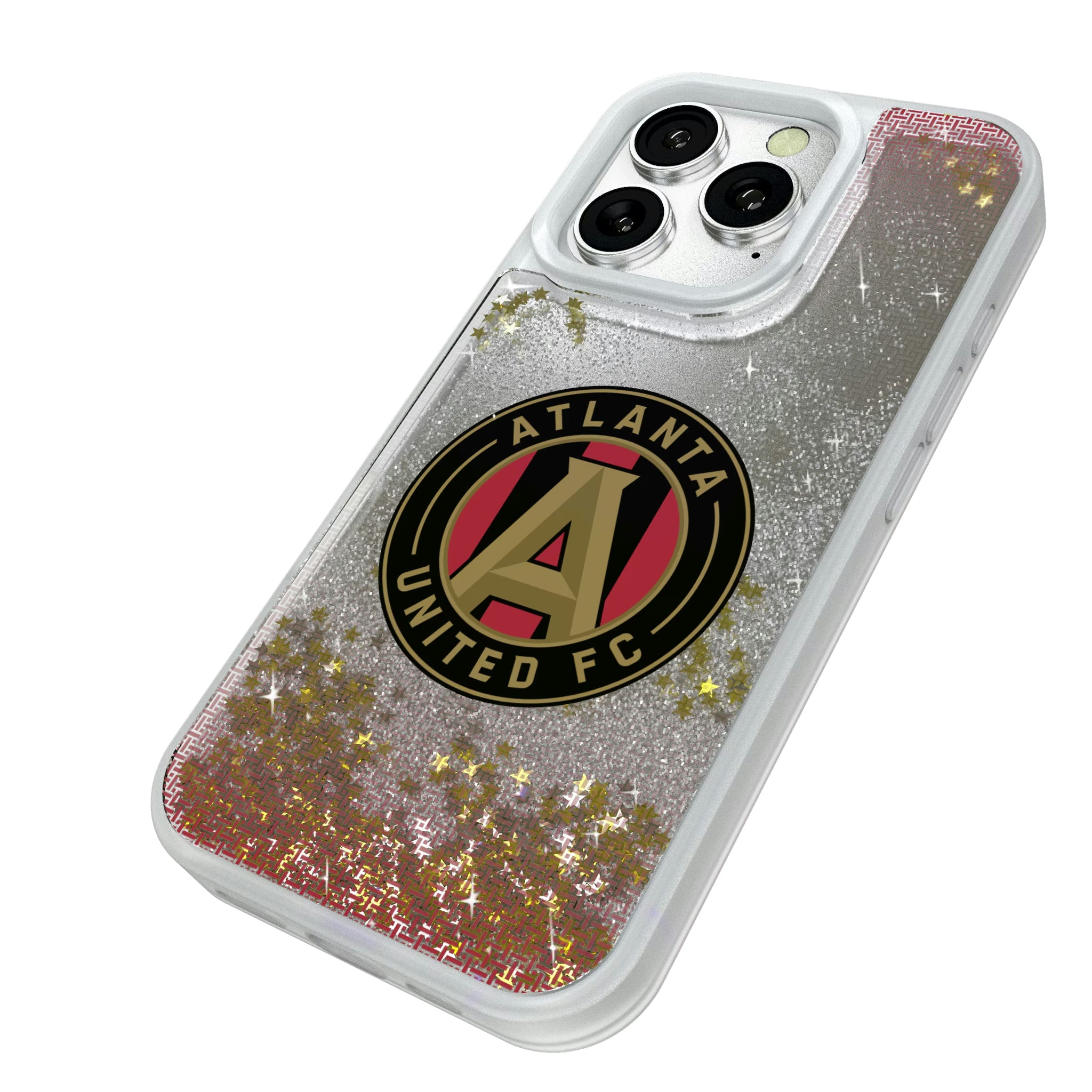 Atlanta United FC Linen iPhone Glitter Phone Case for Apple iPhone - Isometric View#Device_iPhone 16 Pro