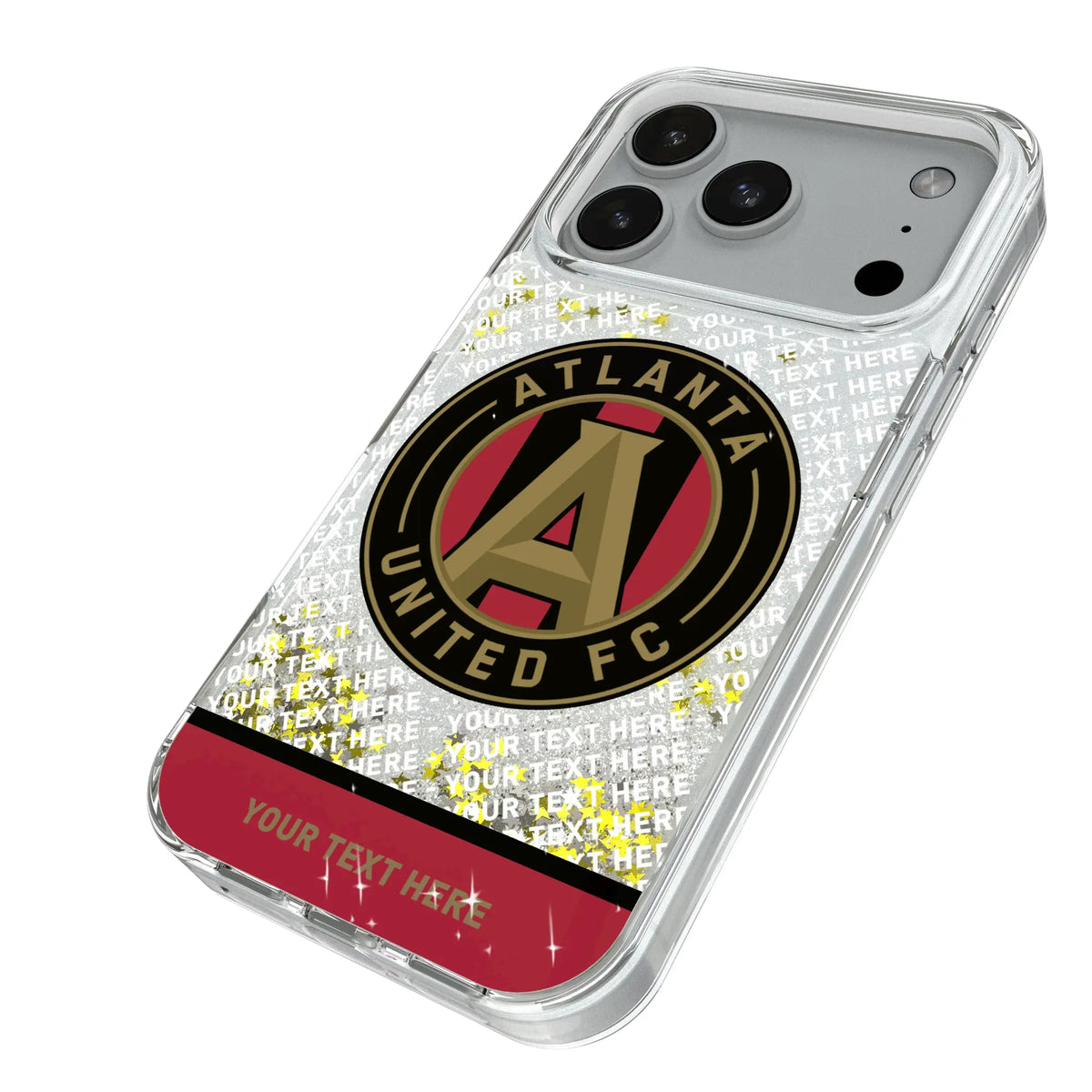 Atlanta United FC Personalized EndZone Plus iPhone Glitter Phone Case for Apple iPhone - Isometric View#Device_iPhone 18 Pro