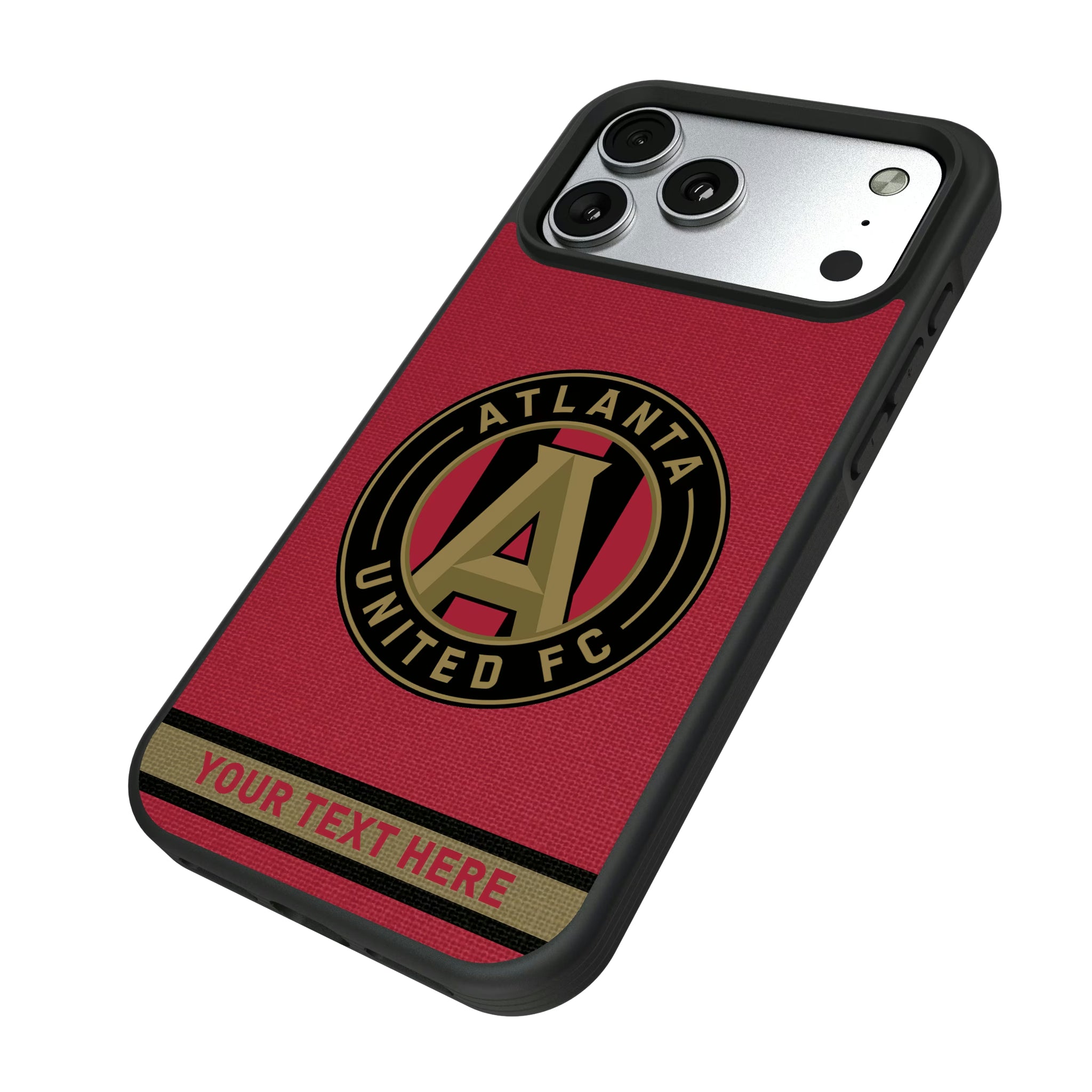 Atlanta United FC Personalized Stripe iPhone Bump Phone Case for Apple iPhone - Isometric View#Device_iPhone 17 Pro Max