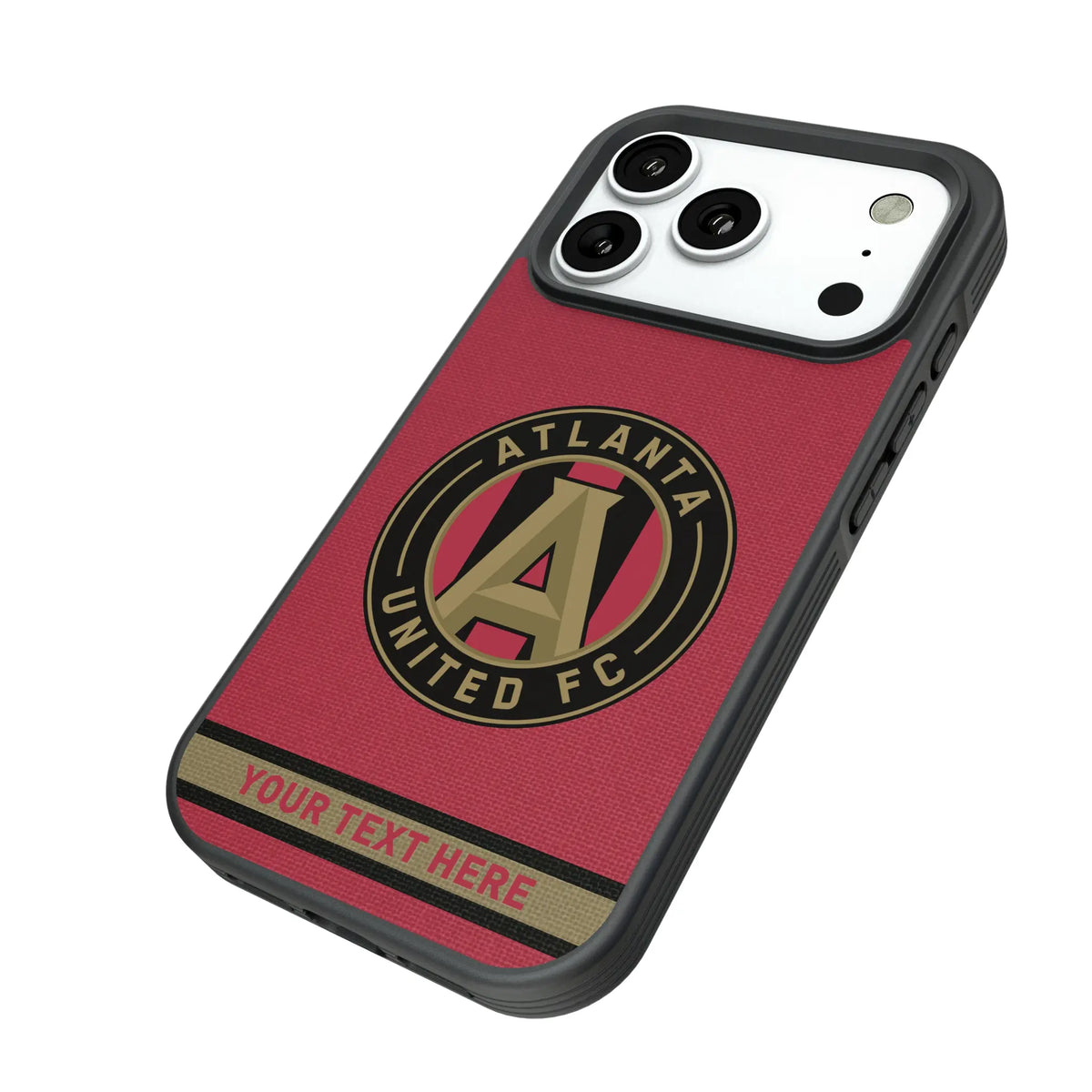 Atlanta United FC Personalized Stripe iPhone Bump Phone Case for Apple iPhone - Isometric View#Device_iPhone 18 Pro