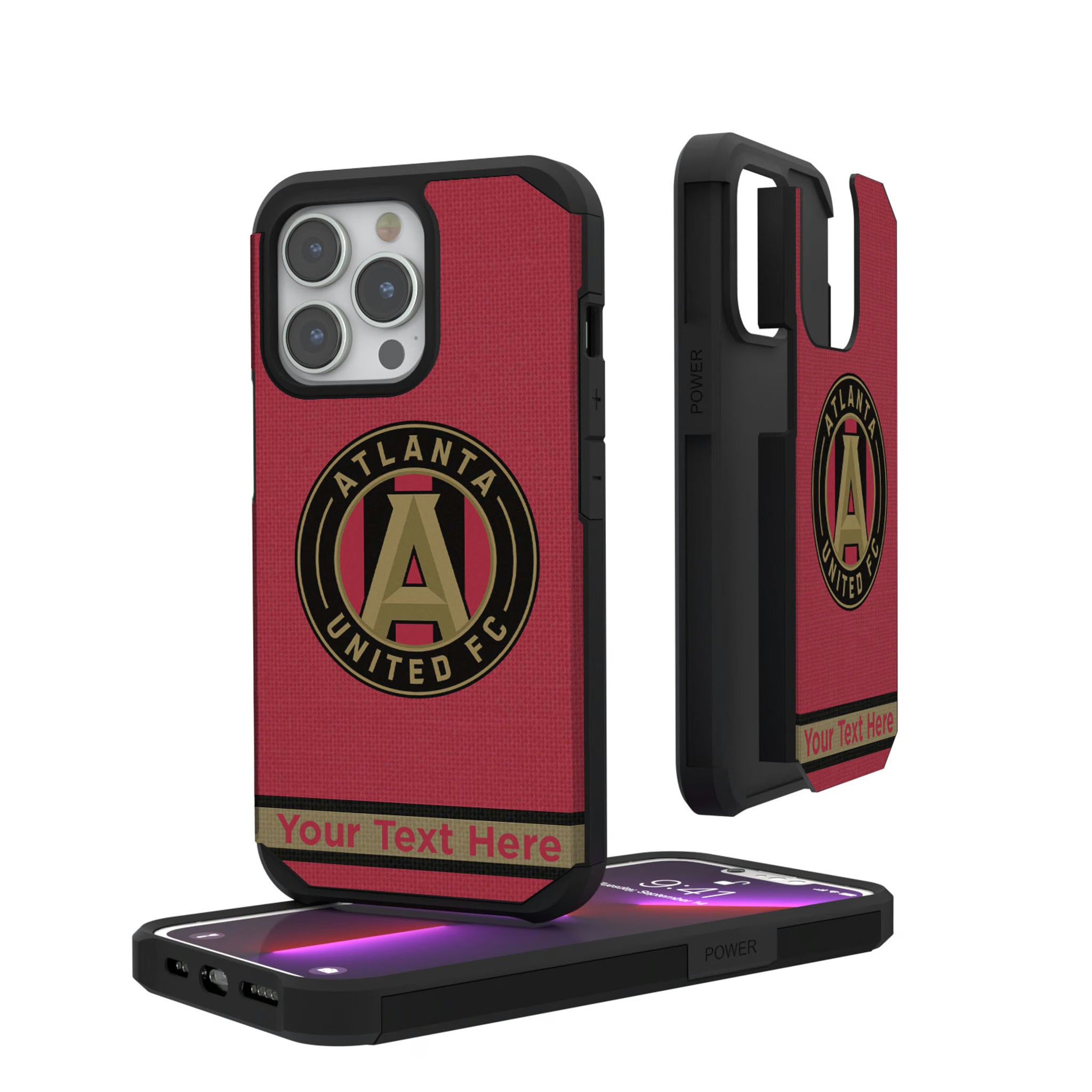 Atlanta United FC Personalized Stripe iPhone Rugged Phone Case for Apple iPhone