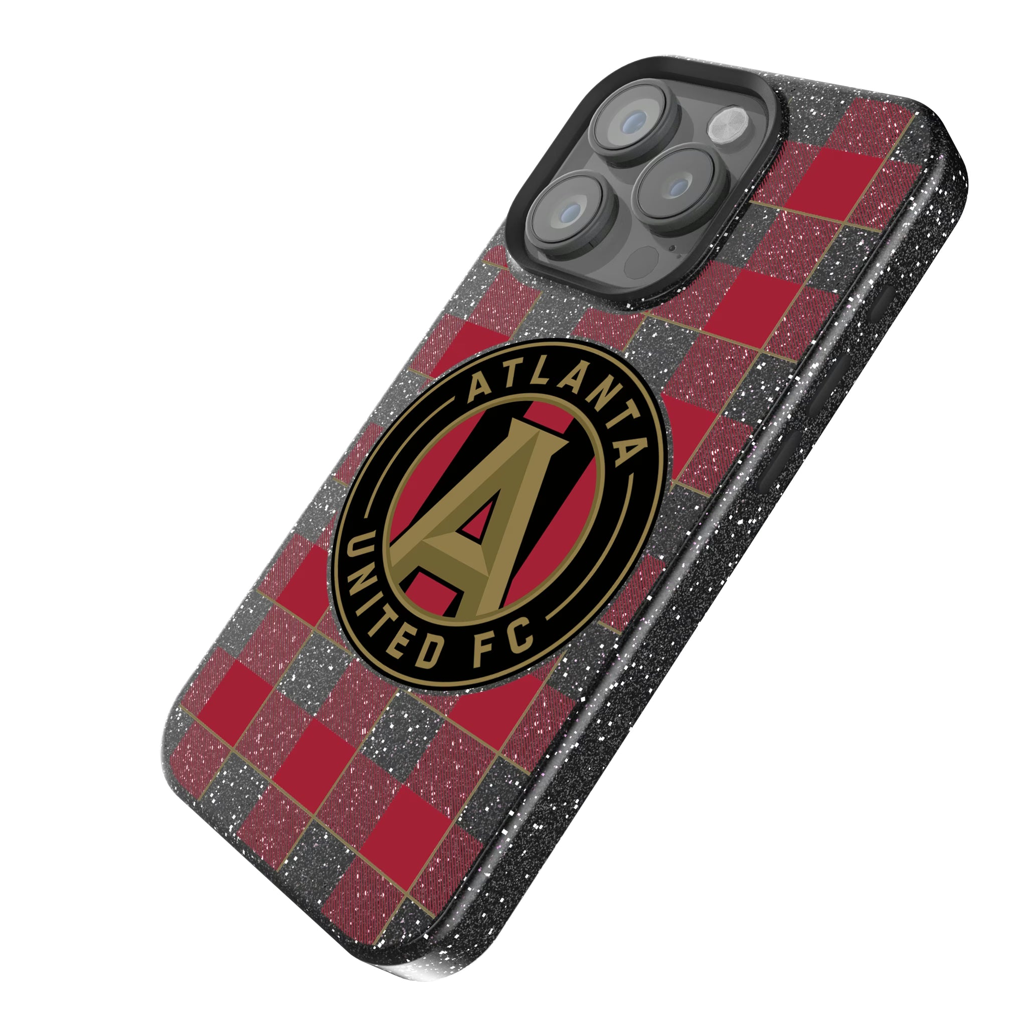Atlanta United FC Plaid iPhone Bling Phone Case for Apple iPhone - Isometric View