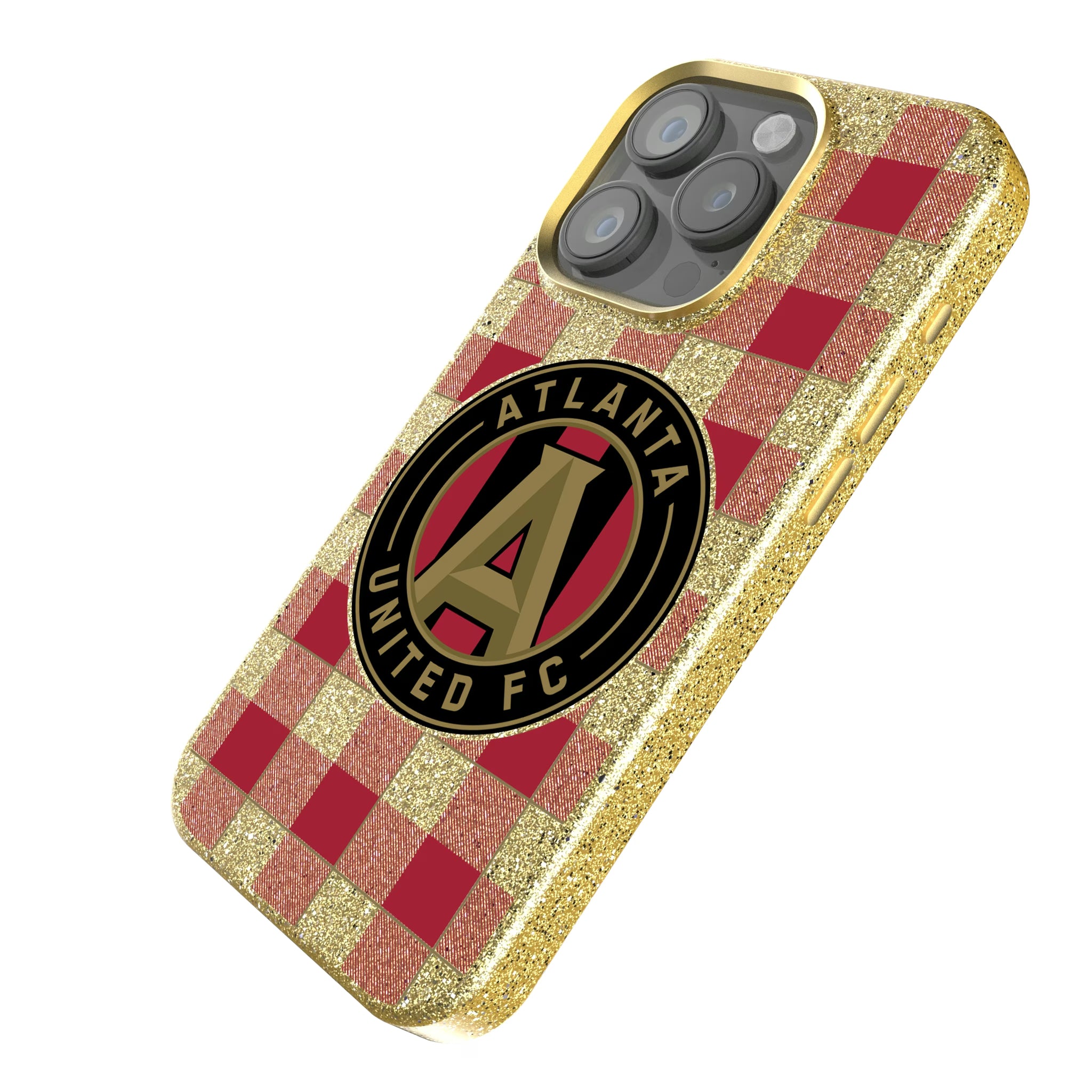 Atlanta United FC Plaid iPhone Bling Phone Case for Apple iPhone - Isometric View