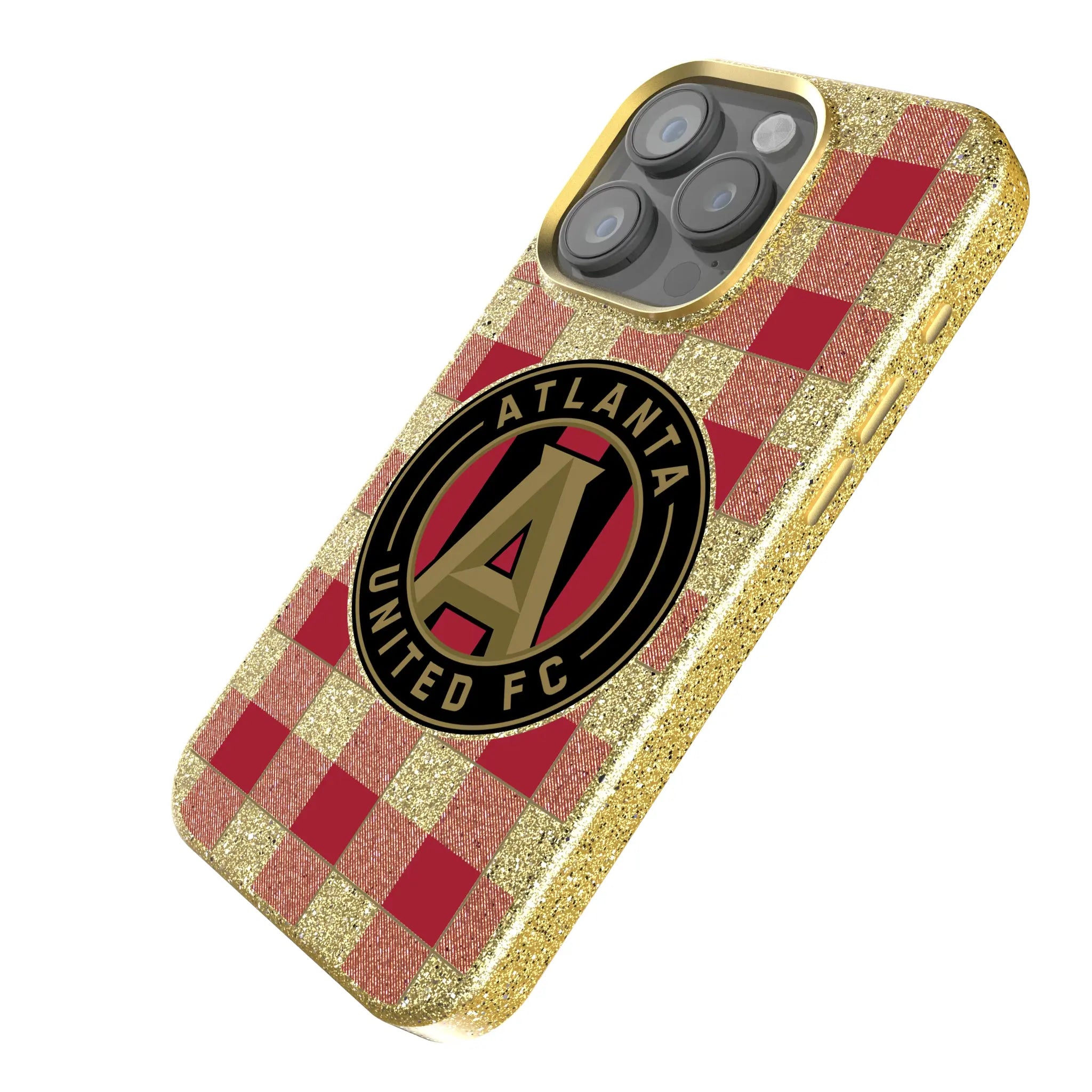 Atlanta United FC Plaid iPhone Bling Phone Case for Apple iPhone - Isometric View
