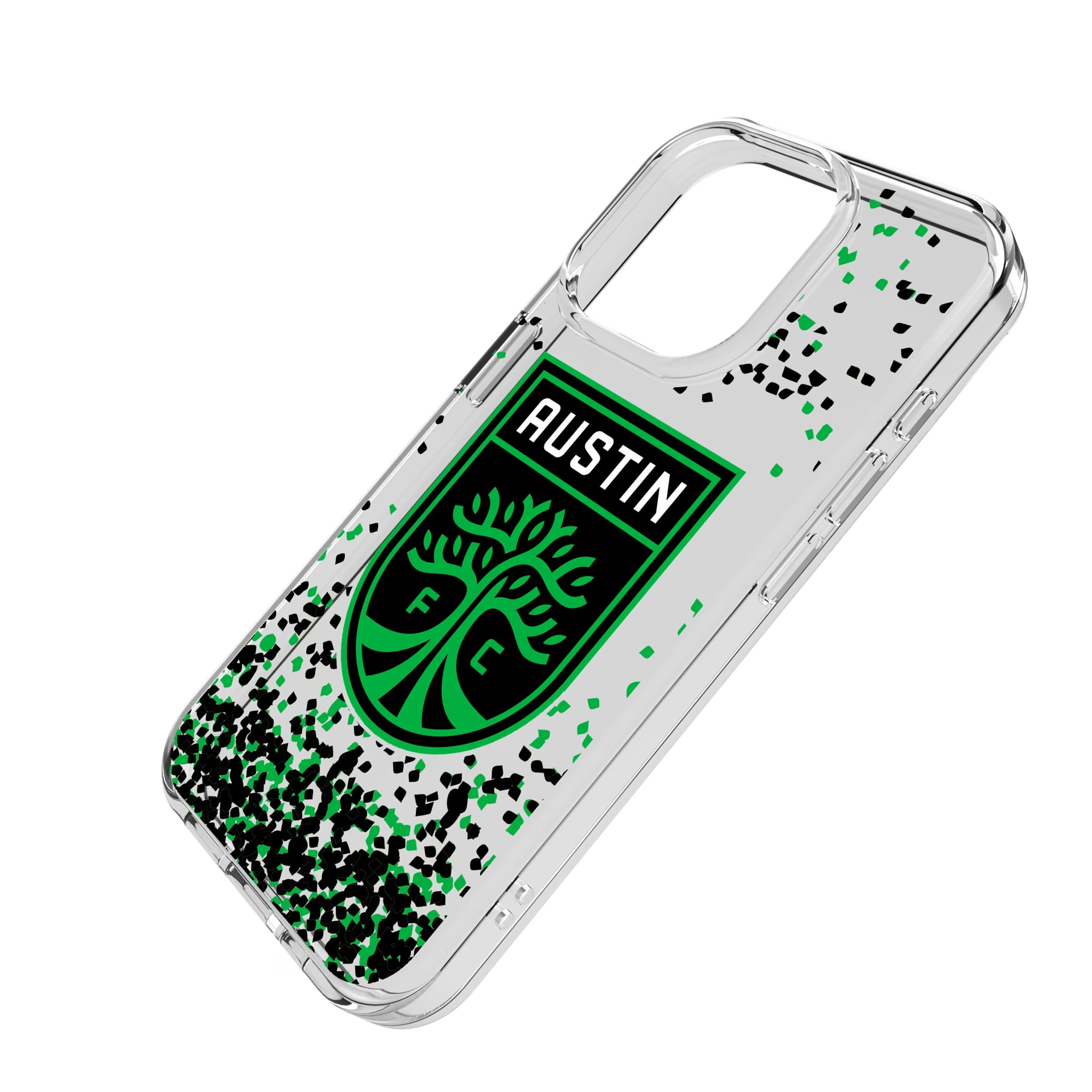 Austin FC Confetti iPhone Clear Phone Case for Apple iPhone - Isometric View