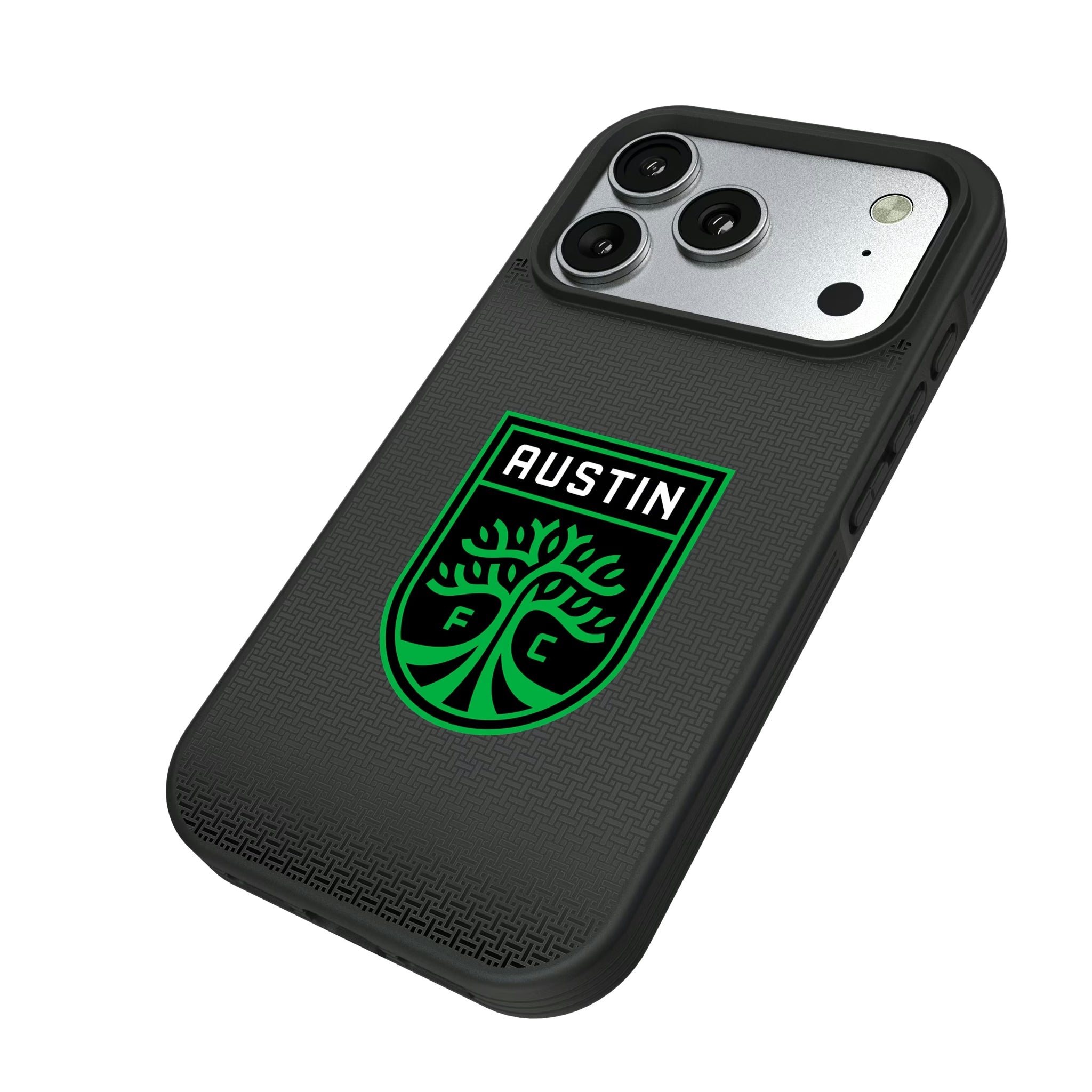 Austin FC Linen iPhone Bump Phone Case for Apple iPhone - Isometric View#Device_iPhone 17 Pro