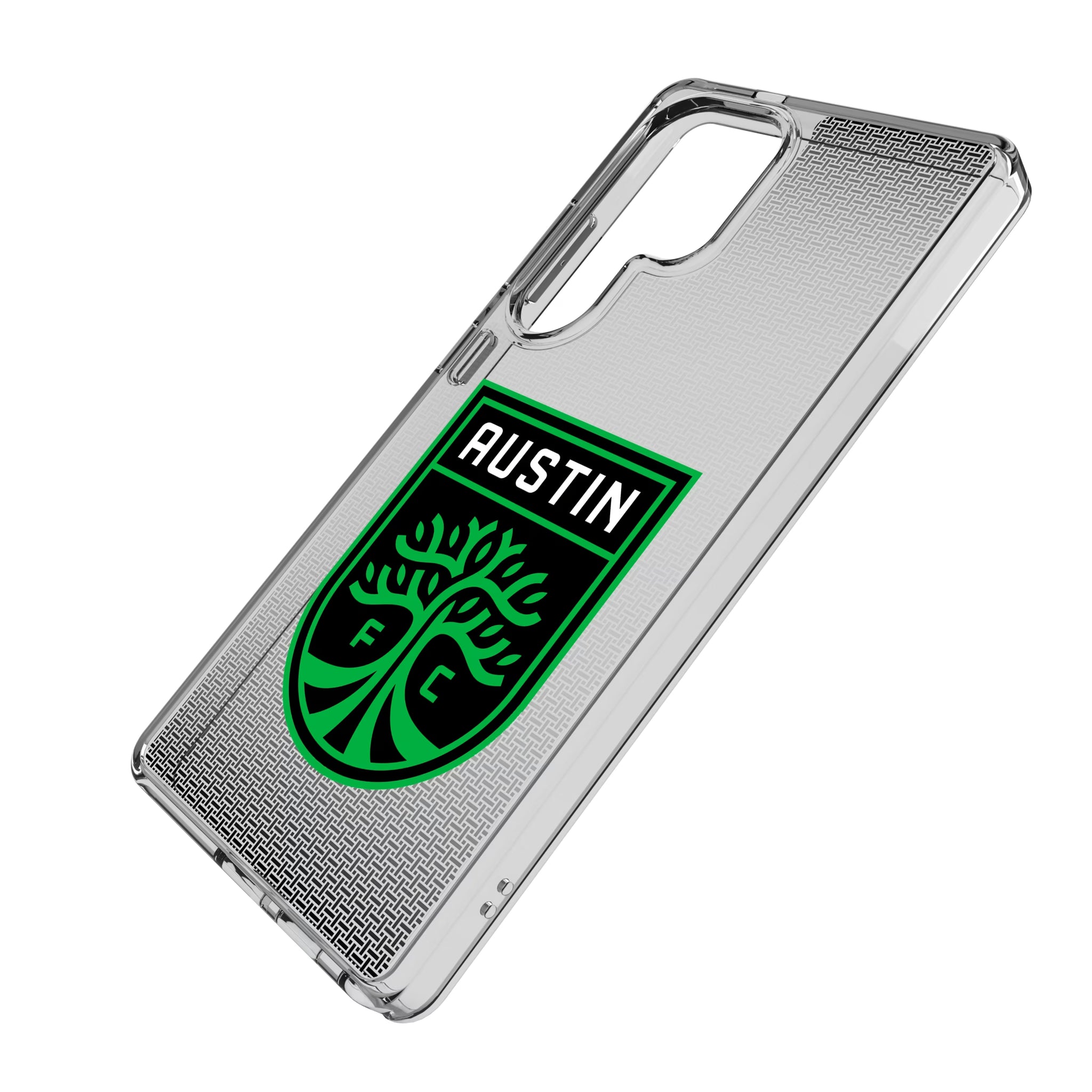 Austin FC Linen Galaxy Clear Phone Case for Samsung Galaxy - Isometric View