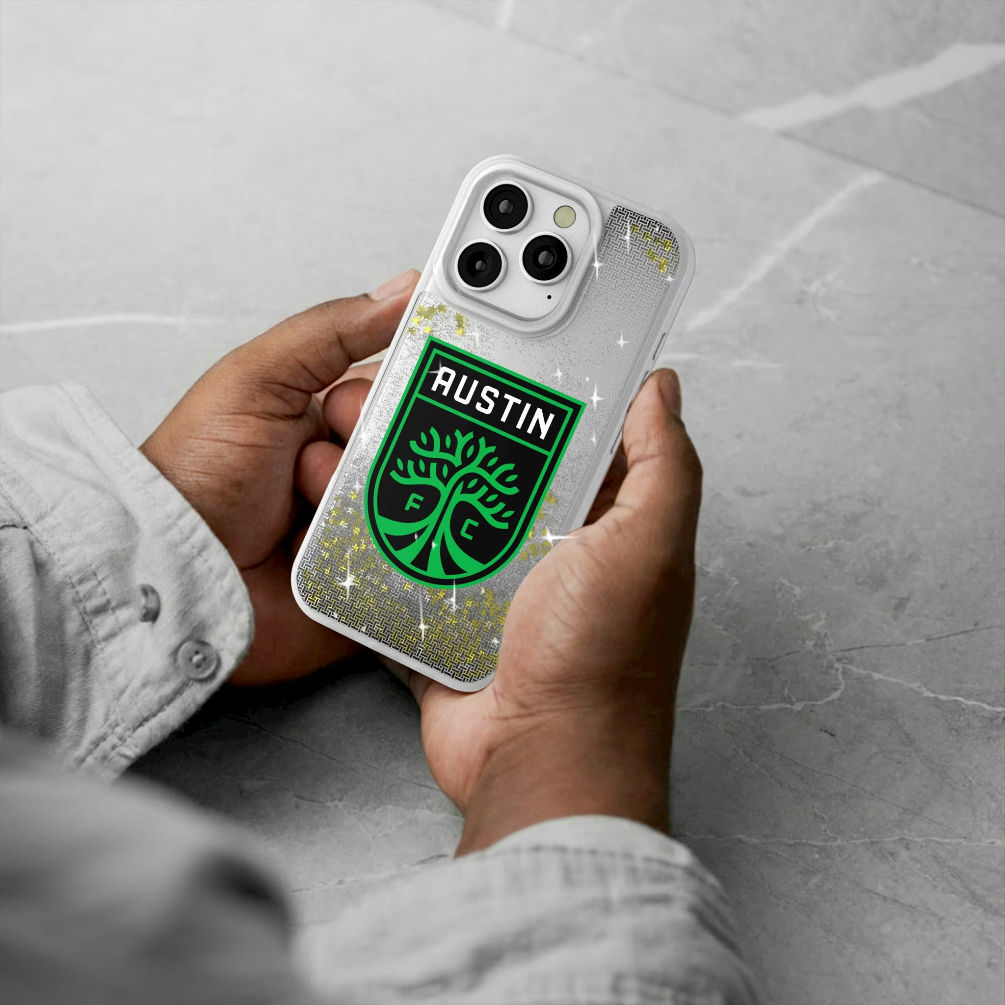 Austin FC Linen iPhone Glitter Phone Case for Apple iPhone - Lifestyle#Device_iPhone 16 Pro