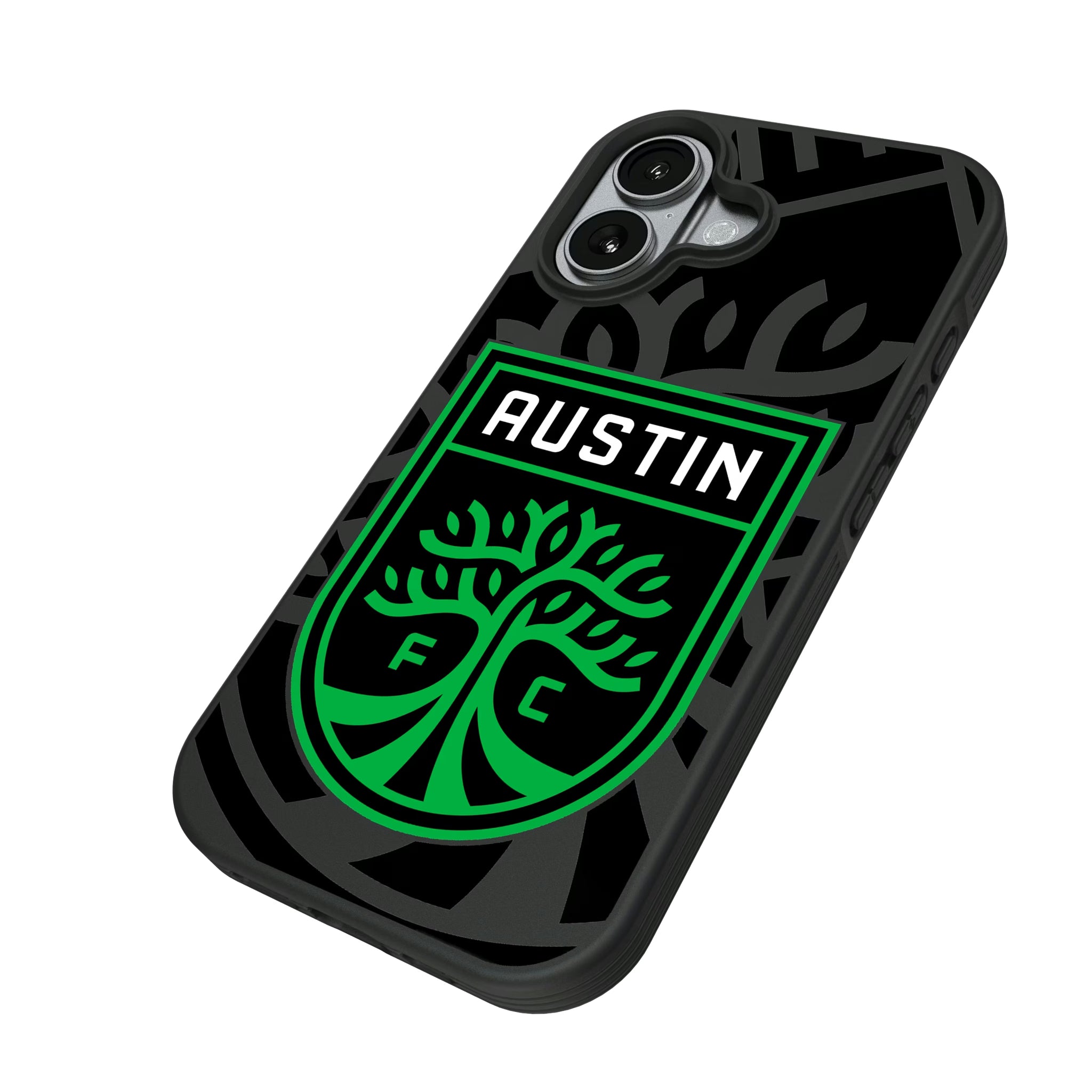 Austin FC Monocolor Tilt iPhone Bump Phone Case for Apple iPhone - Isometric View#Device_iPhone 17