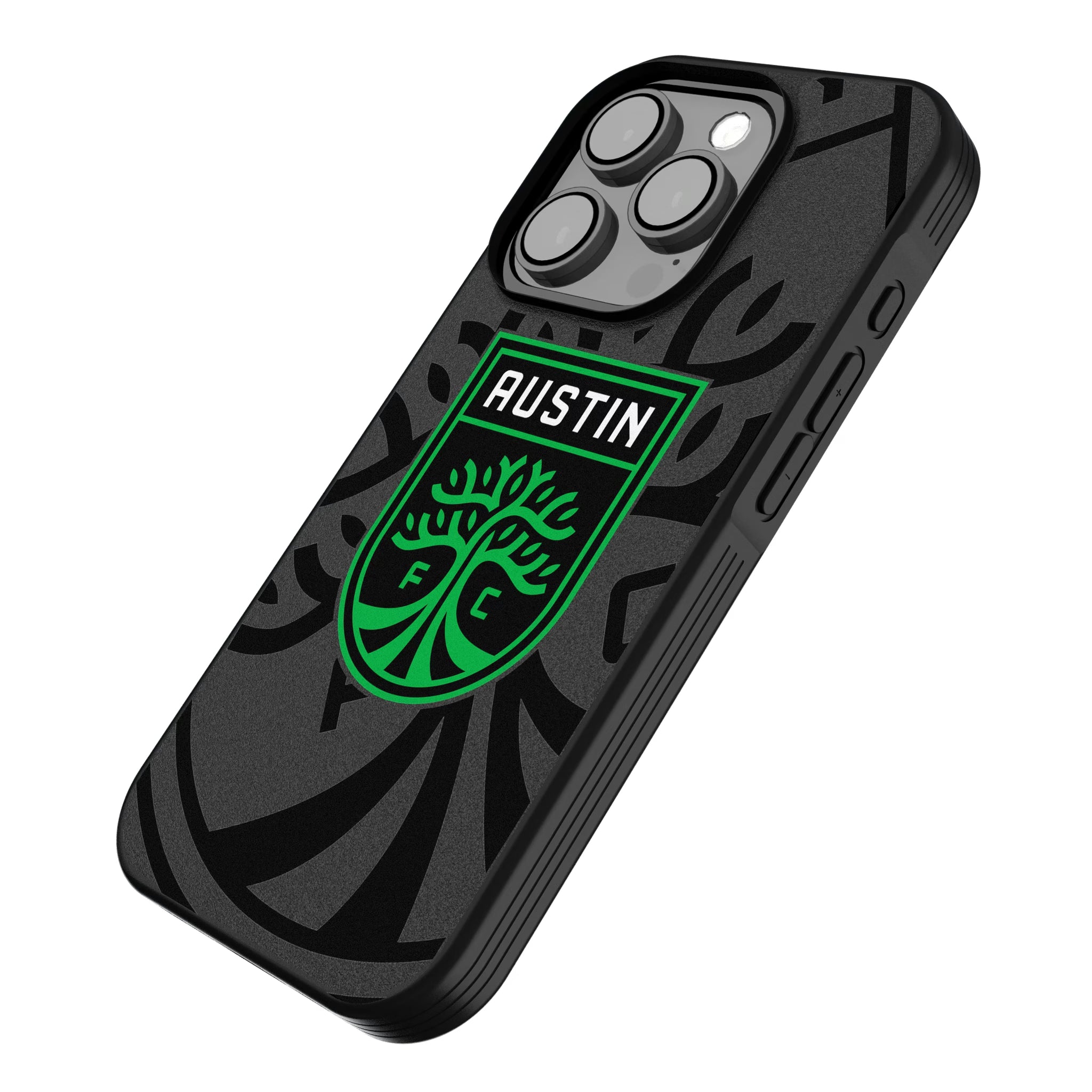 Austin FC Monocolor Tilt iPhone Bump Phone Case for Apple iPhone - Isometric View