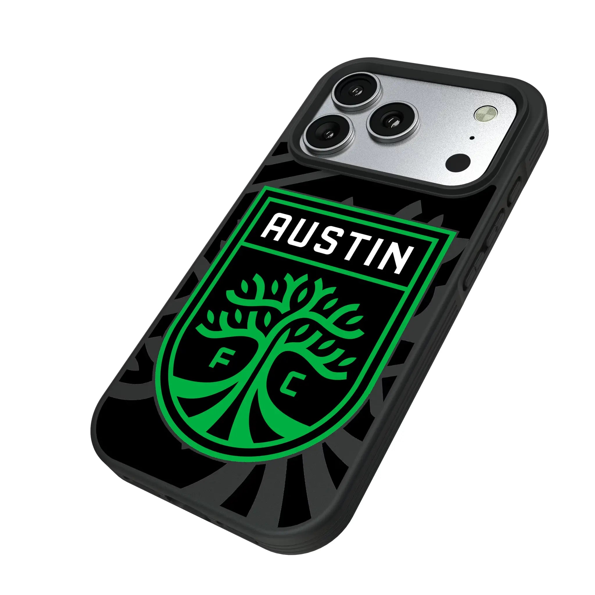 Austin FC Monocolor Tilt iPhone Bump Phone Case for Apple iPhone - Isometric View#Device_iPhone 17 Pro