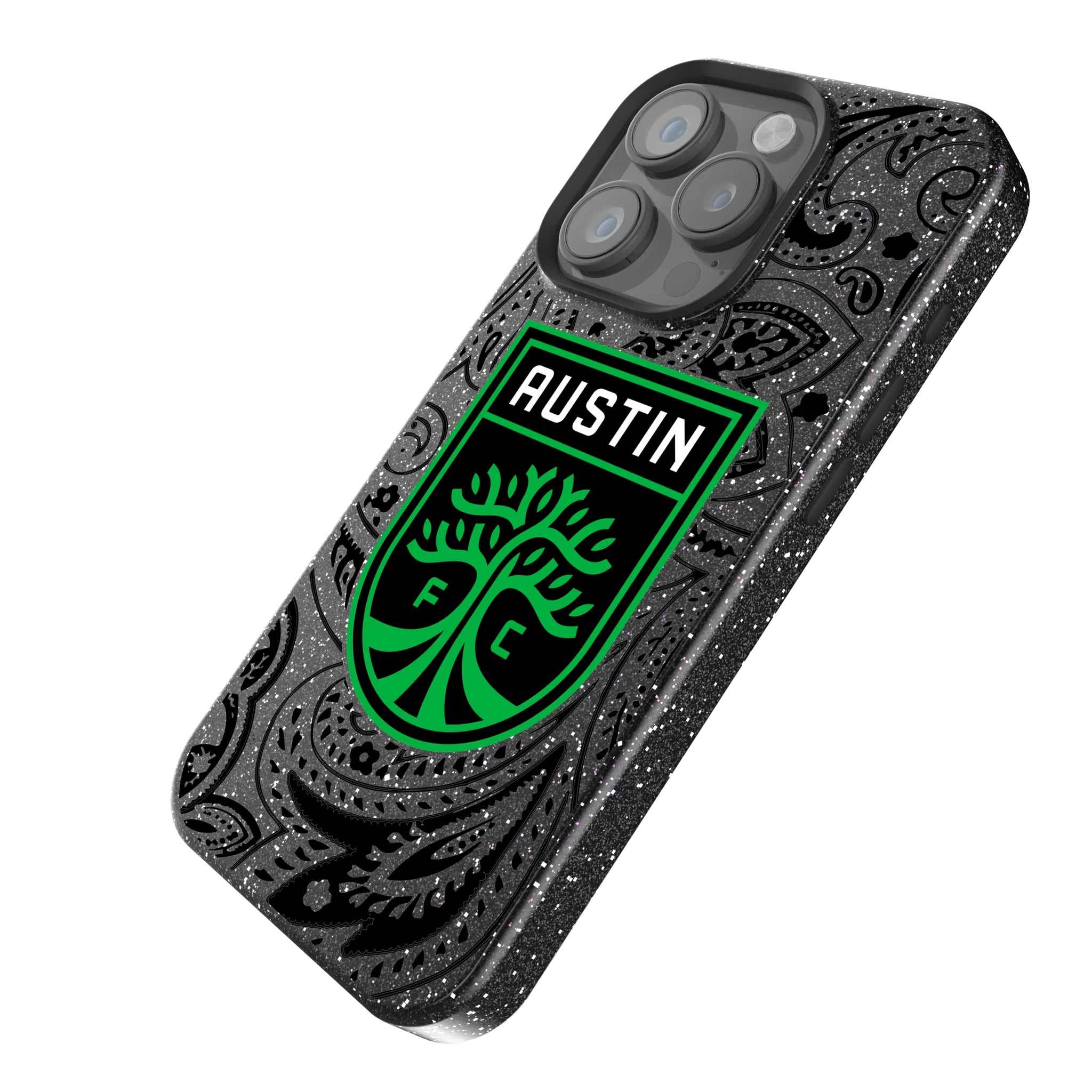 Austin FC Paisley iPhone Bling Phone Case for Apple iPhone - Isometric View