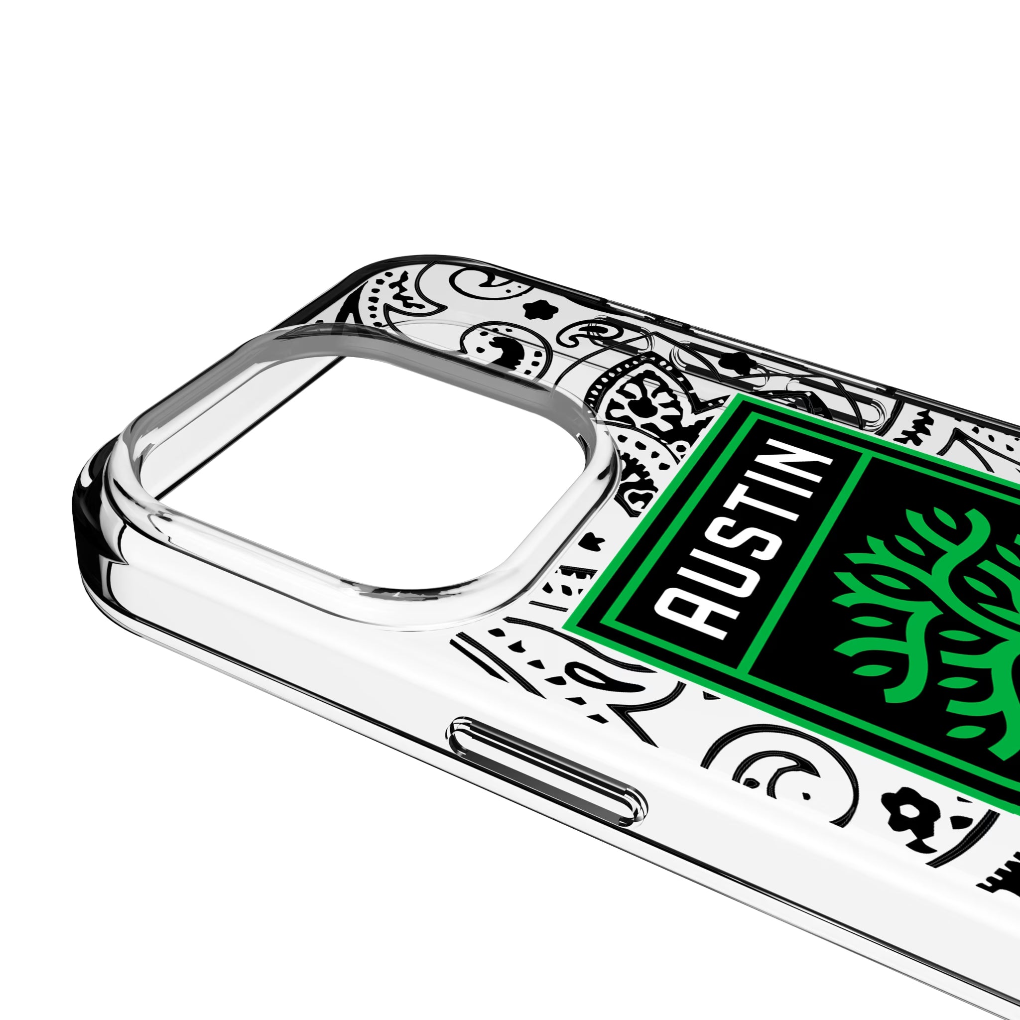 Austin FC Paisley iPhone Clear Phone Case for Apple iPhone - Detail