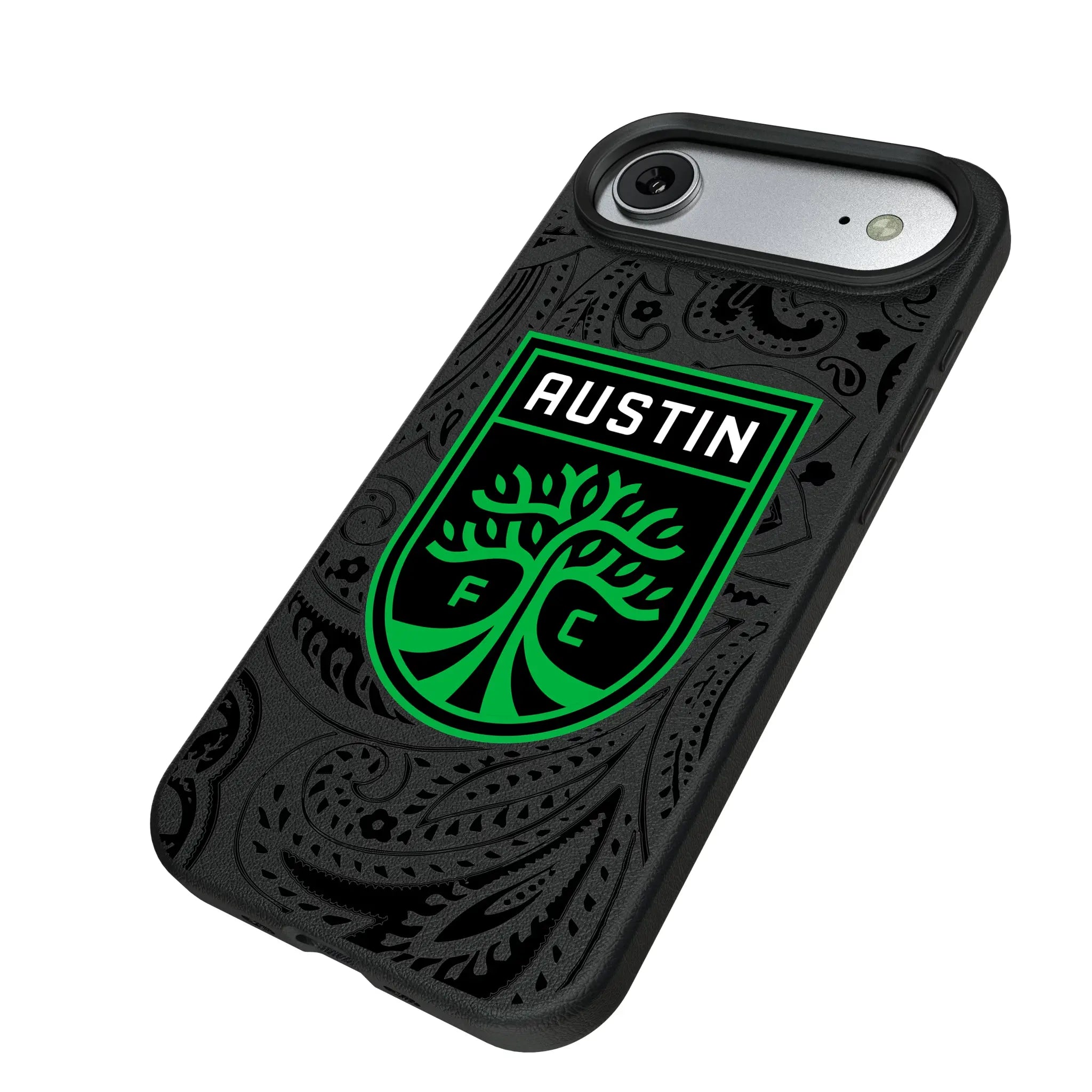 Austin FC Paisley iPhone MagSafe Compatible Phone Case for Apple iPhone - Isometric View#Device_iPhone Air