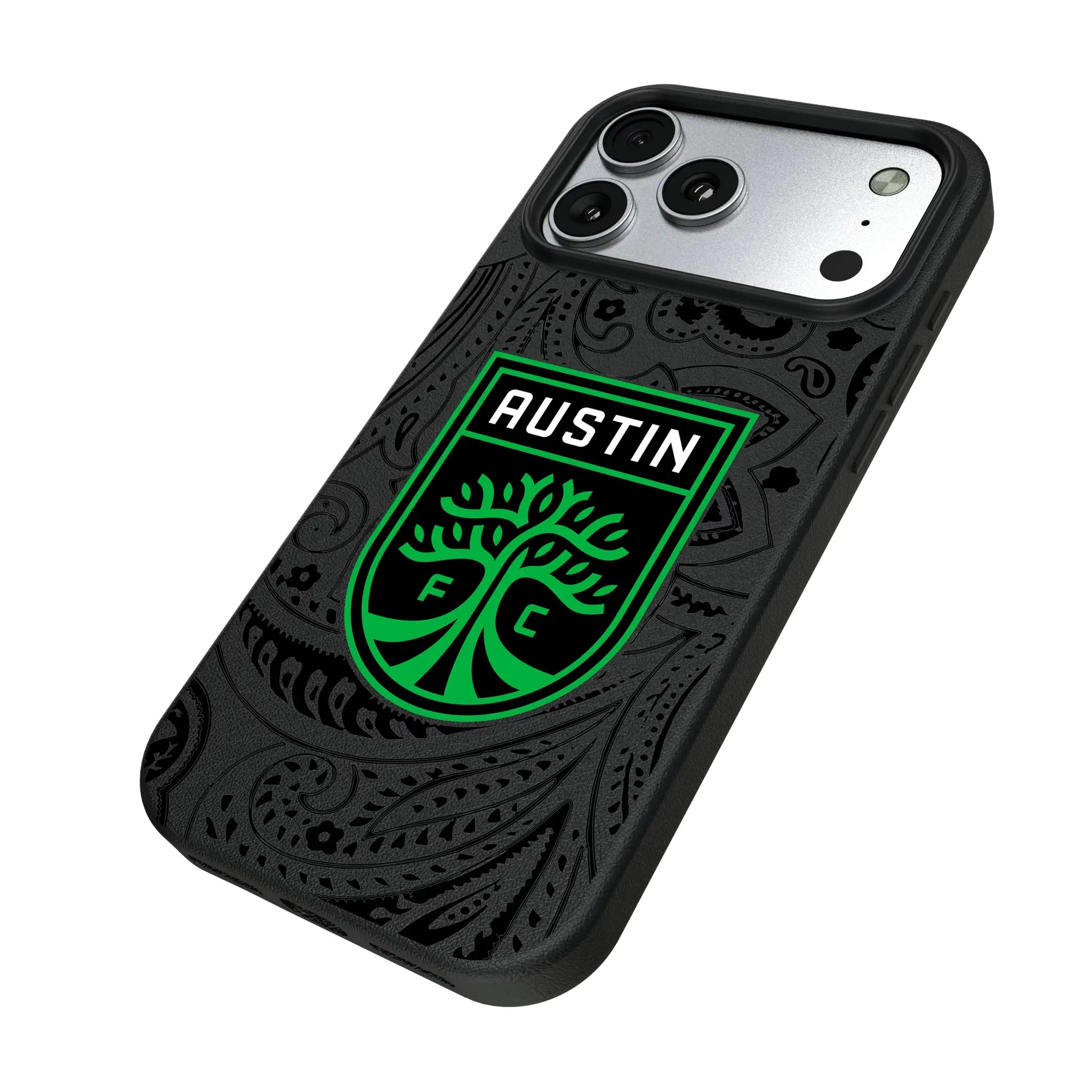 Austin FC Paisley iPhone MagSafe Compatible Phone Case for Apple iPhone - Isometric View#Device_iPhone 17 Pro Max