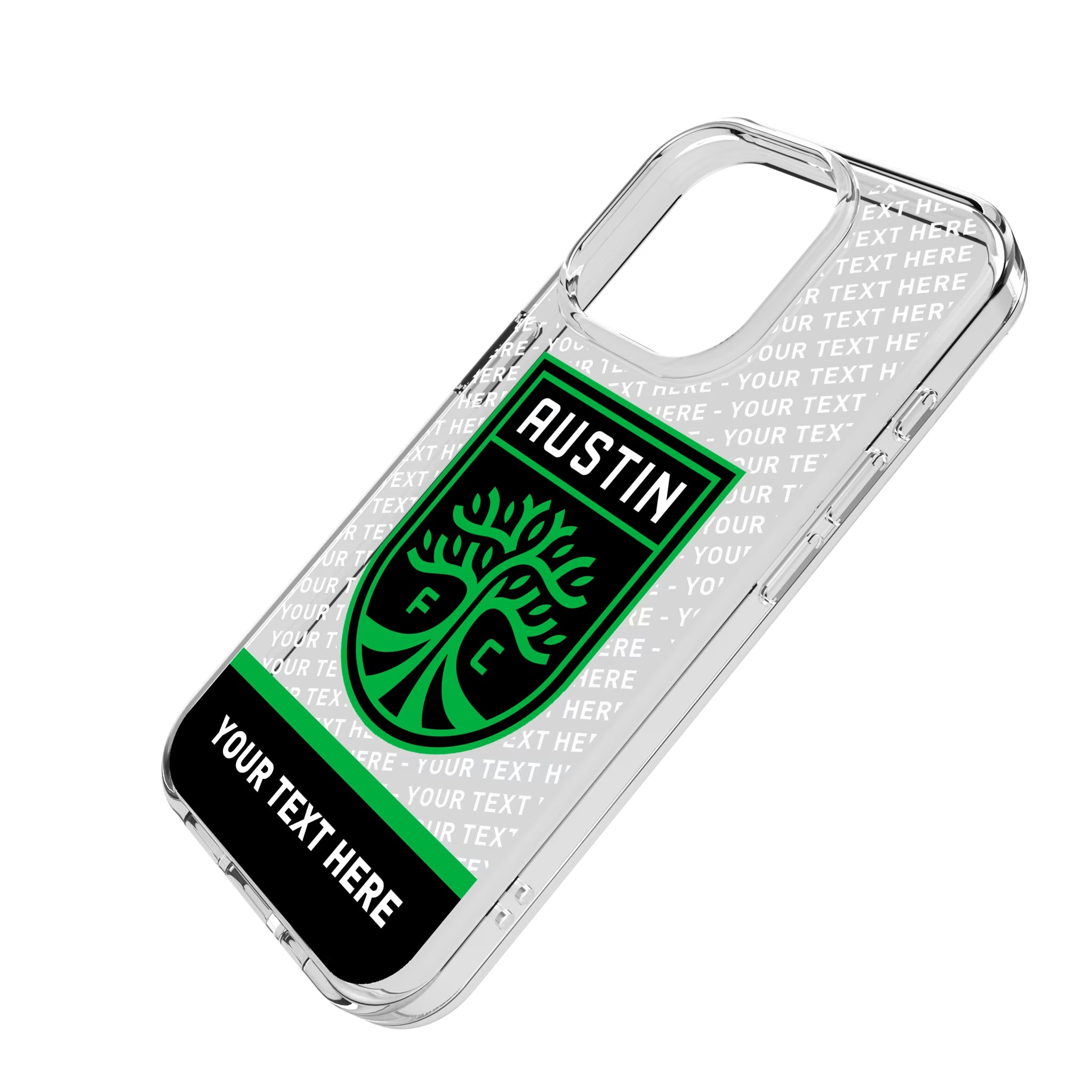 Austin FC Personalized EndZone Plus iPhone Clear Phone Case for Apple iPhone - Isometric View