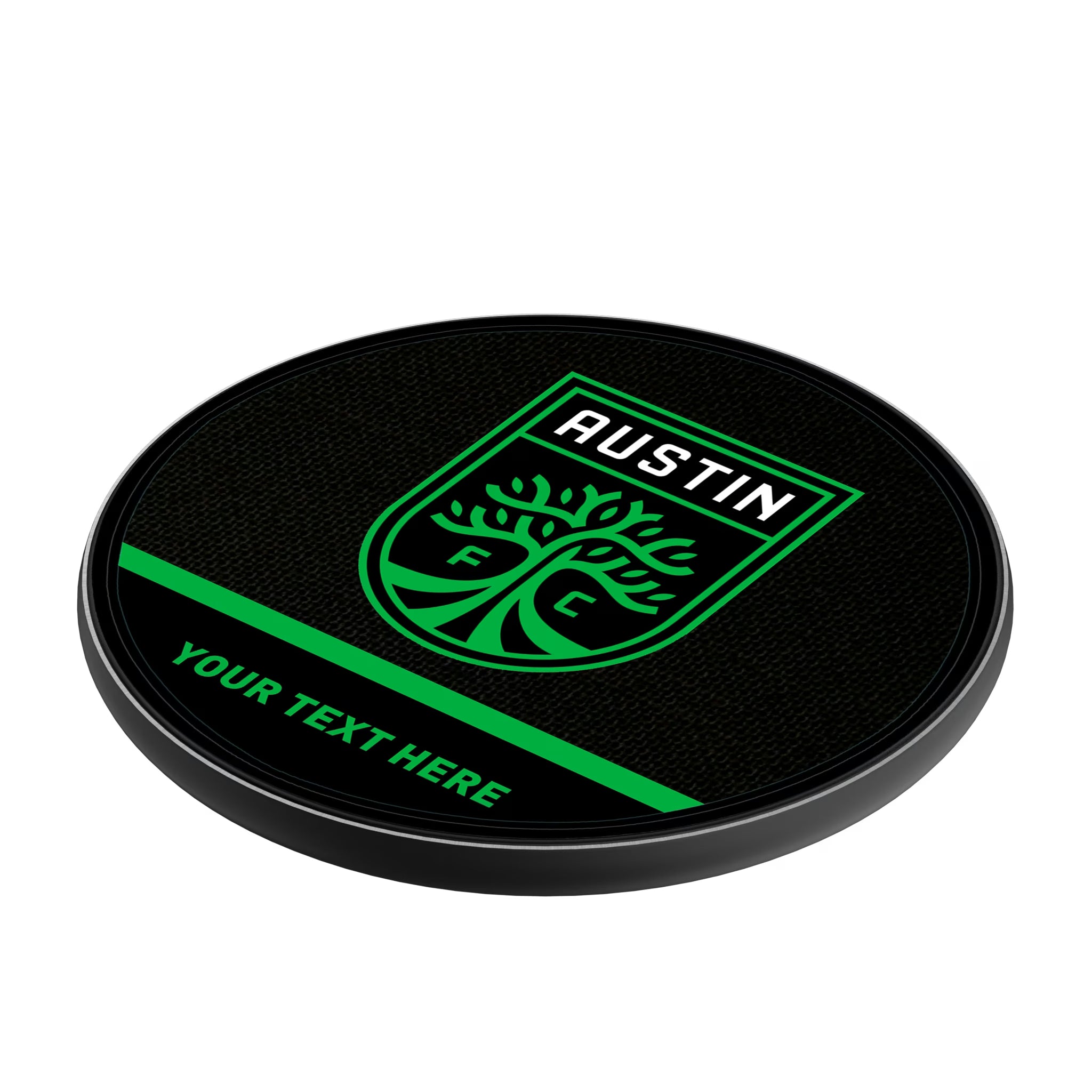 Austin FC Personalized Endzone Solid 15-Watt Wireless Charger - Isometric View
