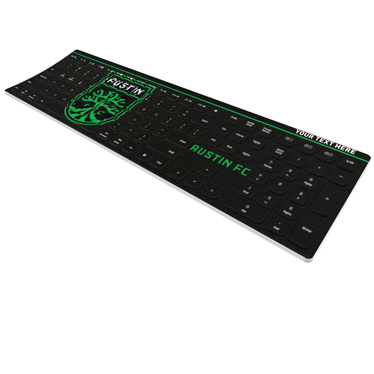 Austin FC Personalized Endzone Solid KKB605 Curved Wireless Keyboard - Isometric View
