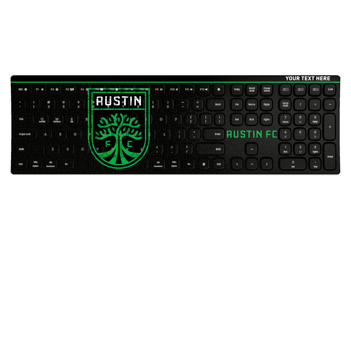 Austin FC Personalized Endzone Solid KKB605 Curved Wireless Keyboard