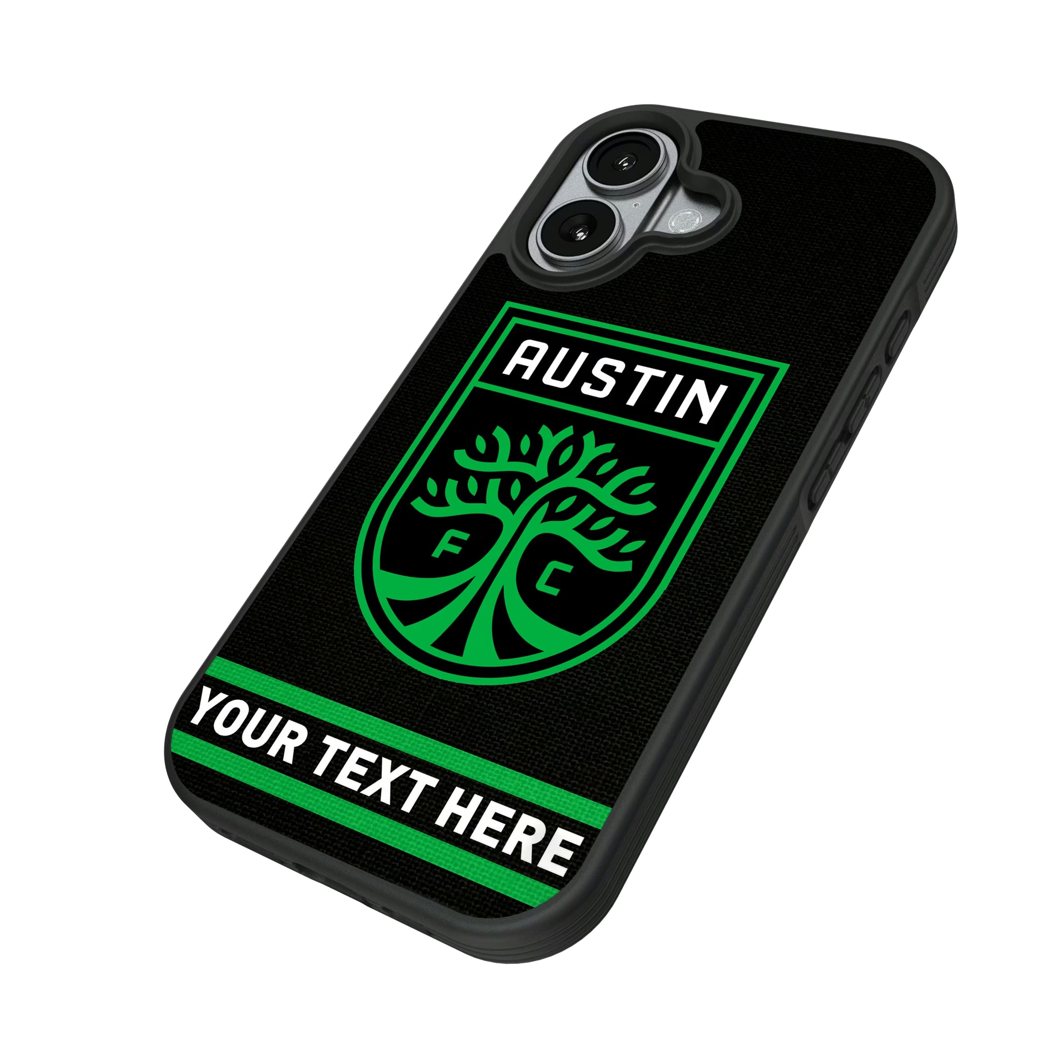 Austin FC Personalized Stripe iPhone Bump Phone Case for Apple iPhone - Isometric View#Device_iPhone 17