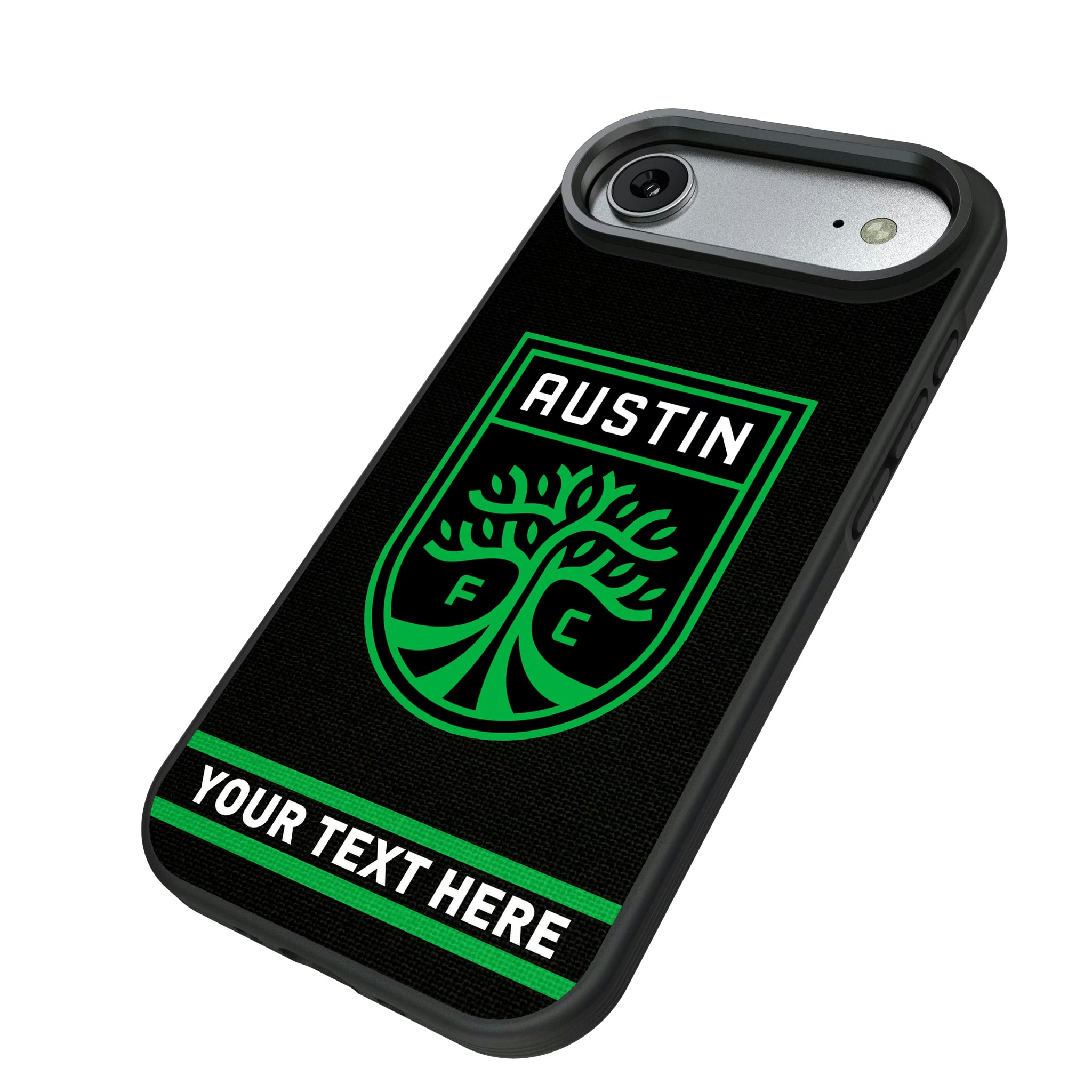Austin FC Personalized Stripe iPhone Bump Phone Case for Apple iPhone - Isometric View#Device_iPhone Air