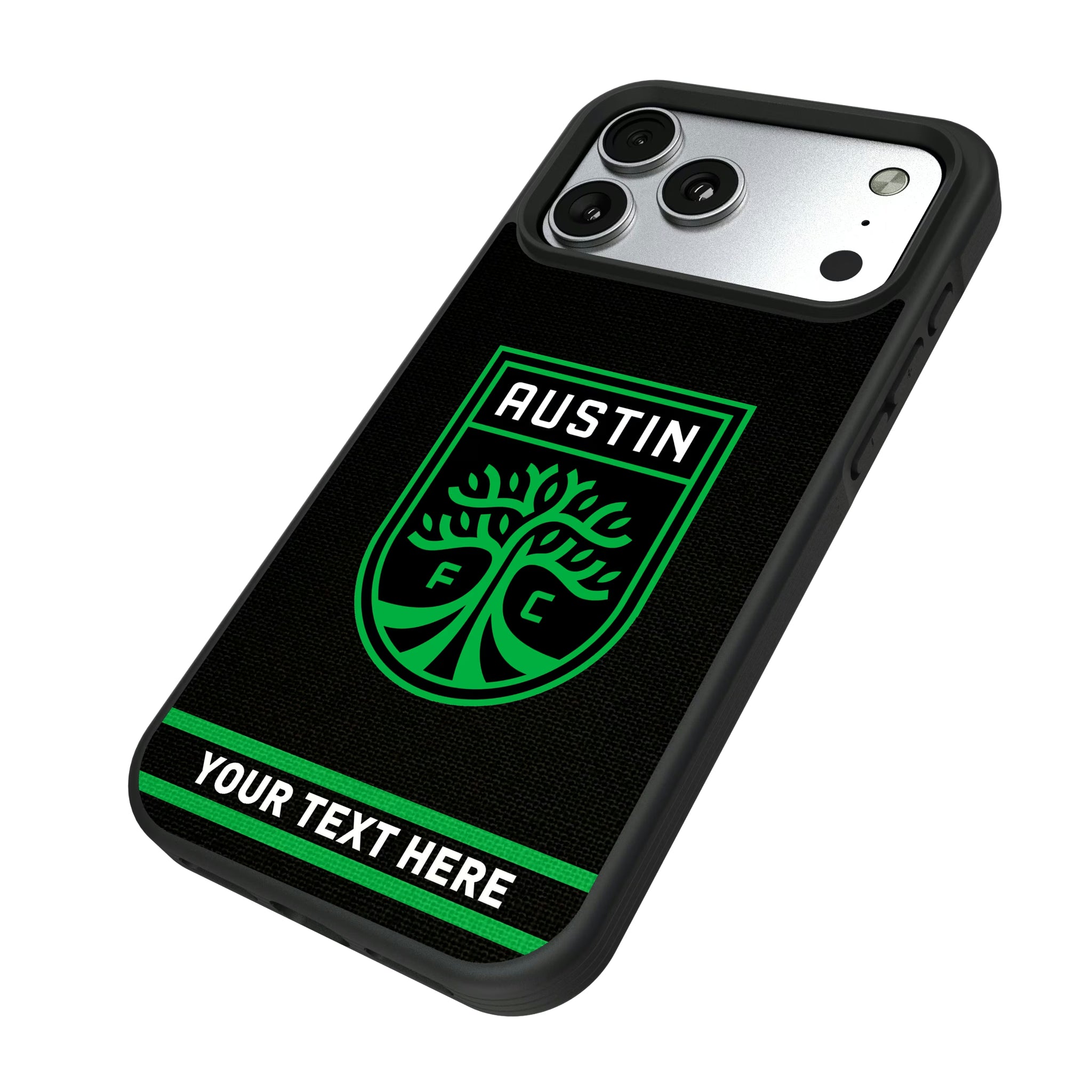 Austin FC Personalized Stripe iPhone Bump Phone Case for Apple iPhone - Isometric View#Device_iPhone 17 Pro Max