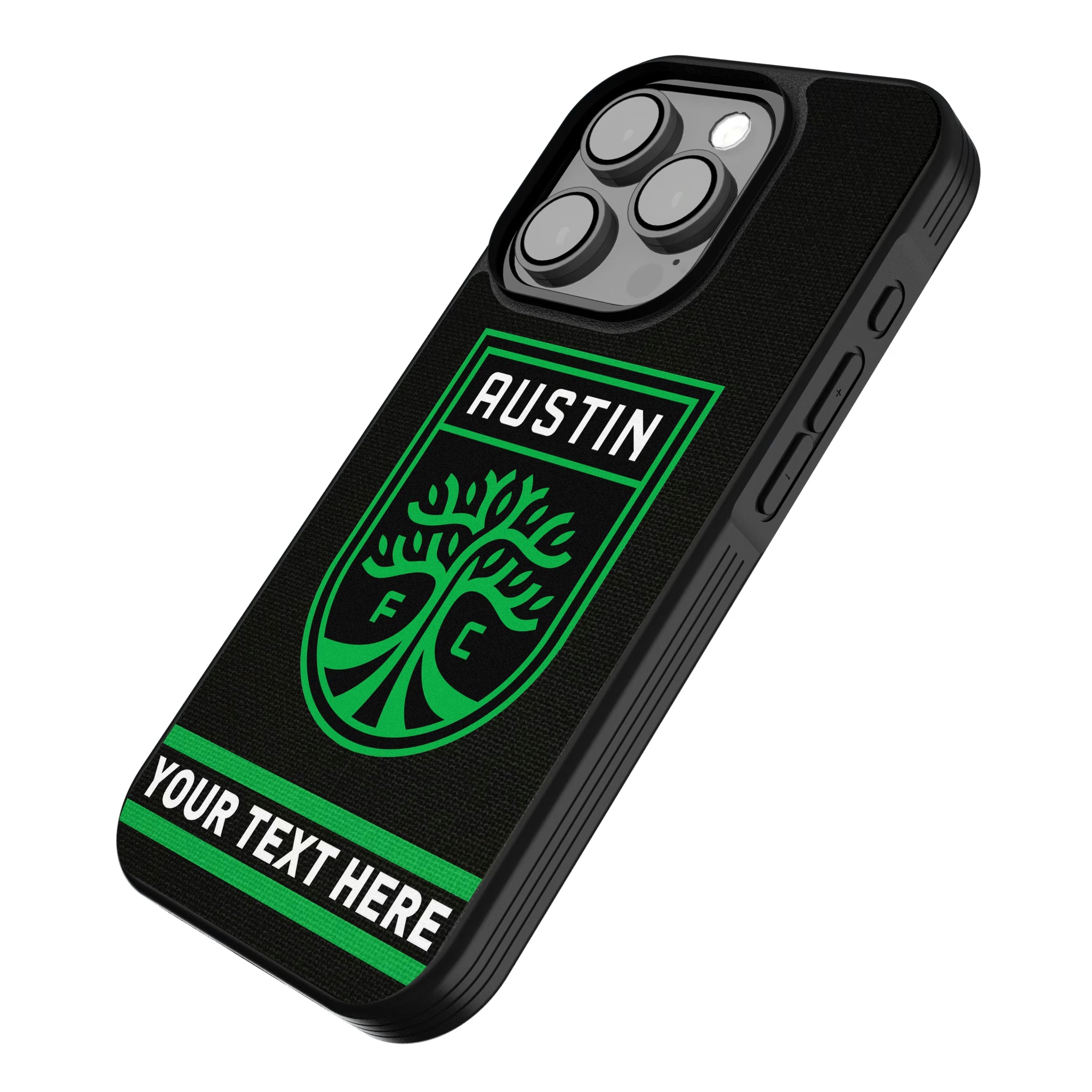 Austin FC Personalized Stripe iPhone Bump Phone Case for Apple iPhone - Isometric View