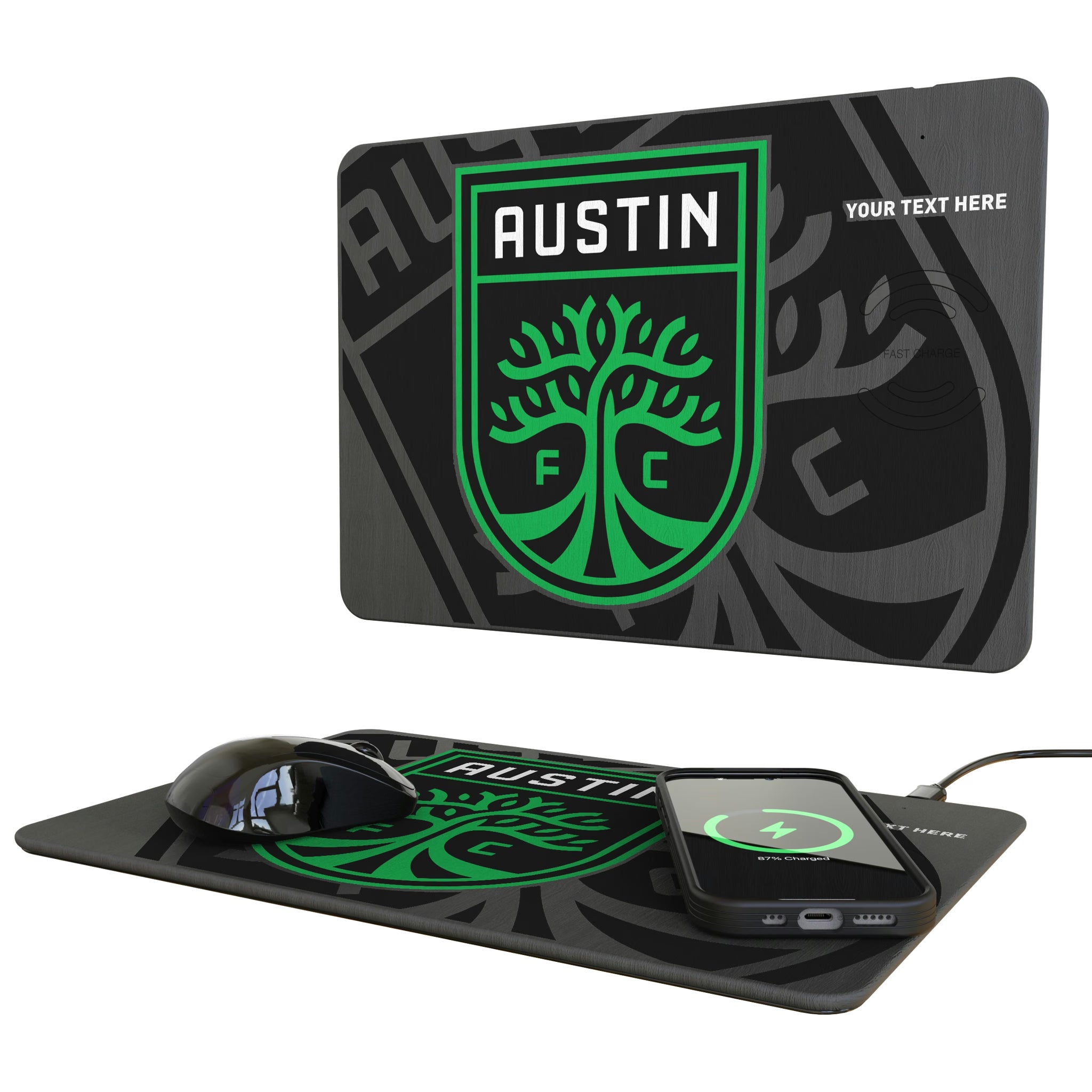 Austin FC Personalized Tilt 15-Watt Wireless Charger and Mouse Pad