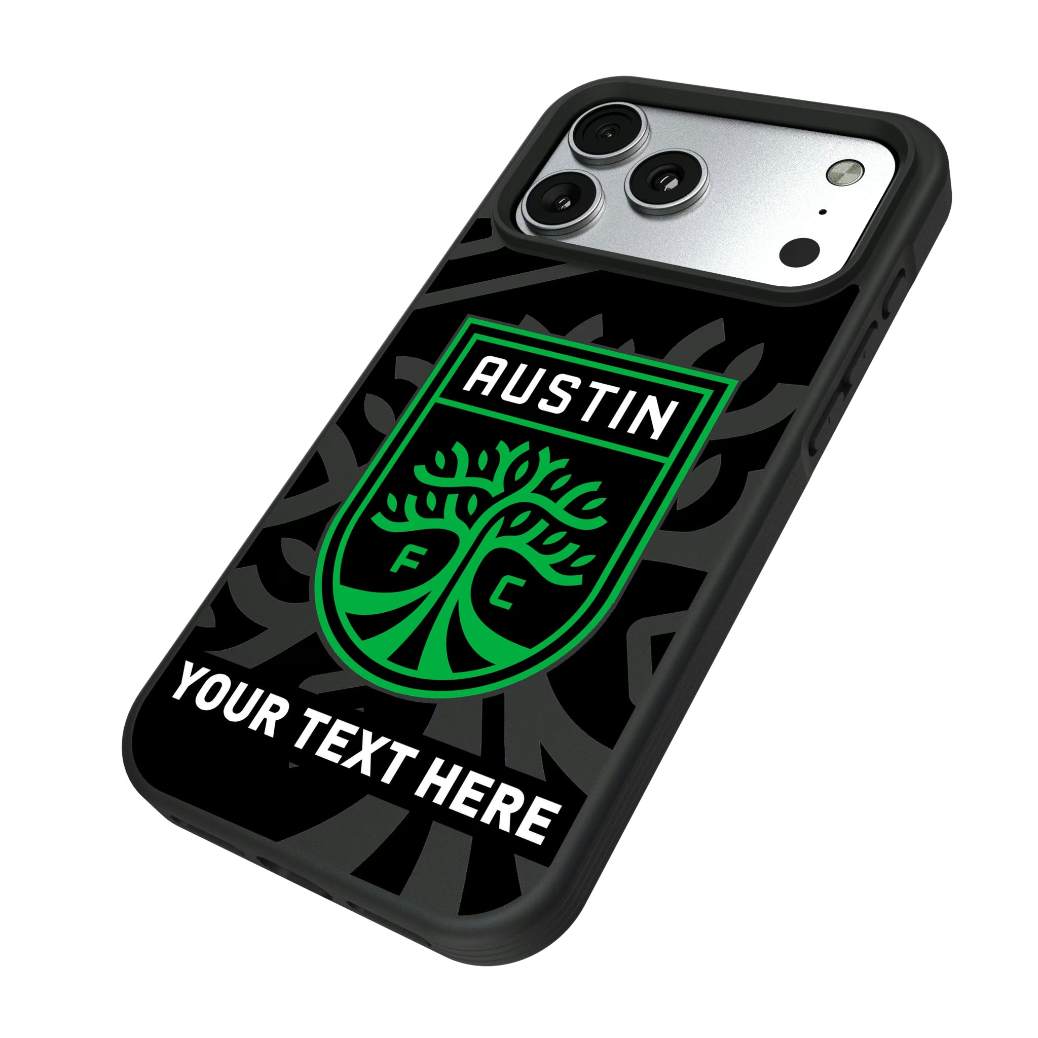 Austin FC Personalized Tilt iPhone Bump Phone Case for Apple iPhone - Isometric View#Device_iPhone 17 Pro Max