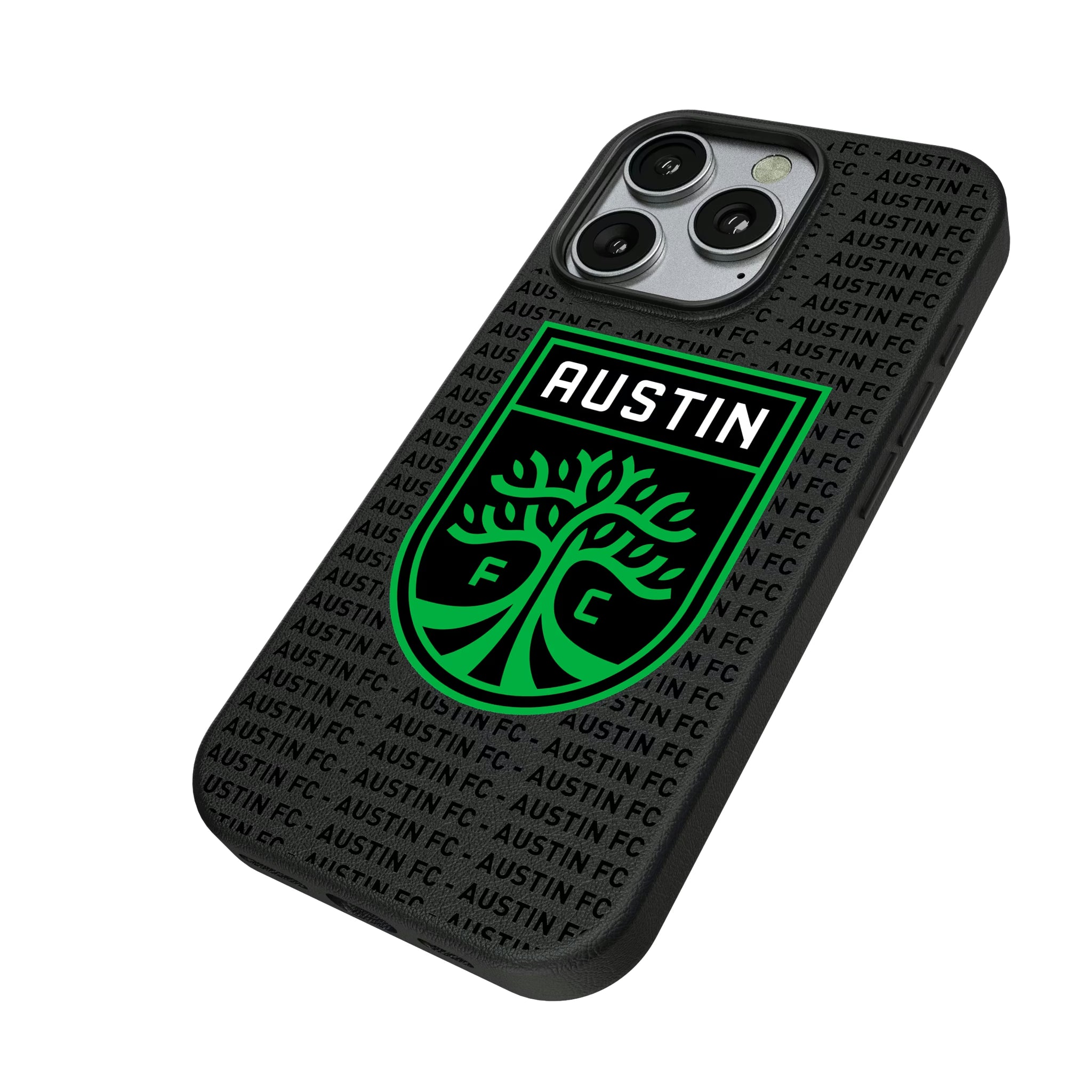 Austin FC Text Backdrop iPhone MagSafe Compatible Phone Case for Apple iPhone - Isometric View