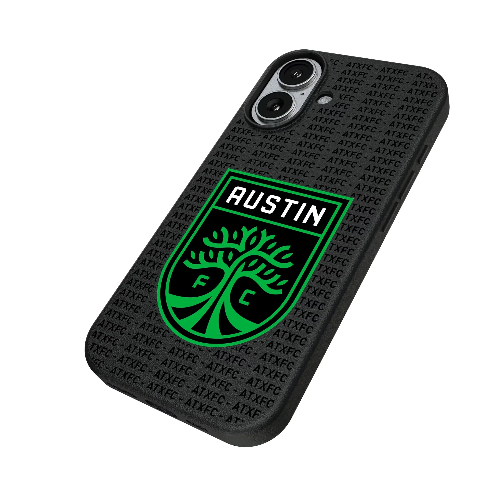 Austin FC Text Backdrop iPhone MagSafe Compatible Phone Case for Apple iPhone - Isometric View#Device_iPhone 17
