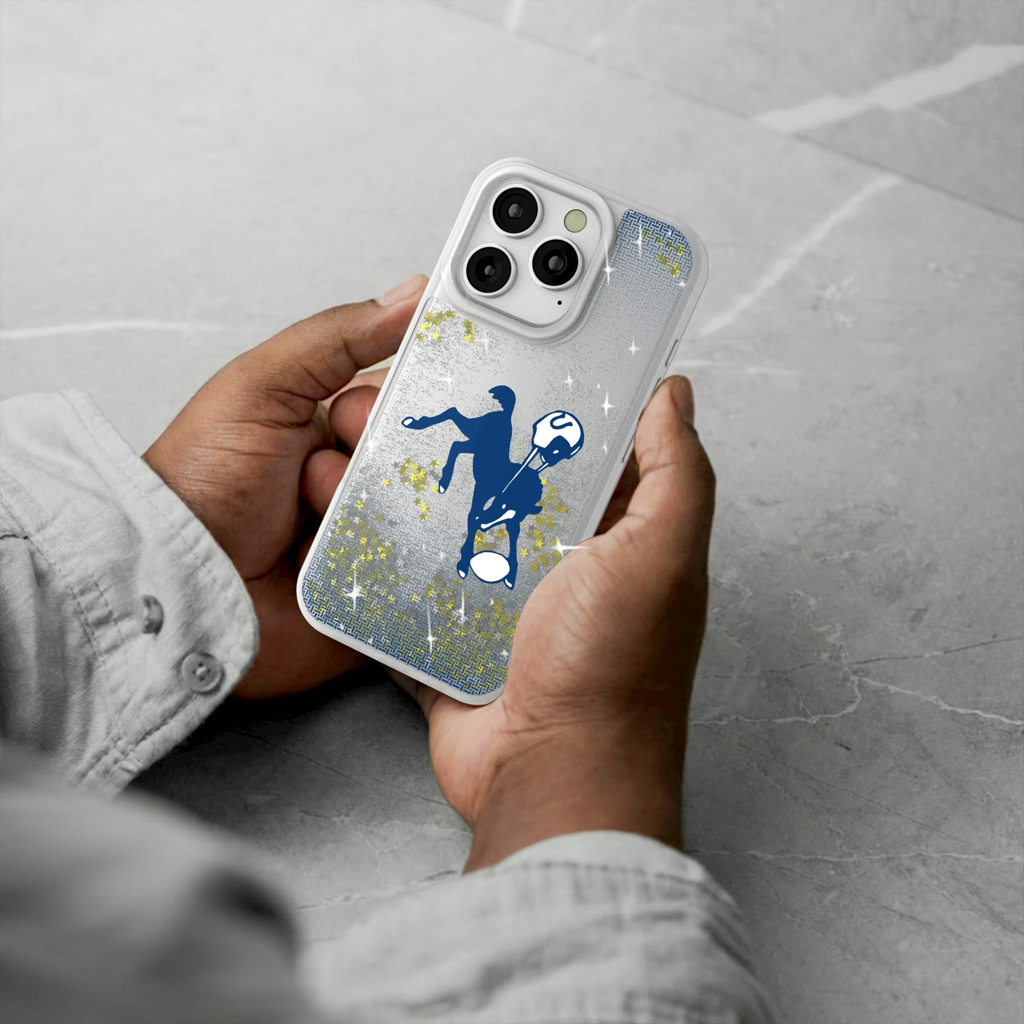 Baltimore Colts 1946 Historic Collection Linen iPhone Glitter Phone Case for Apple iPhone - Lifestyle#Device_iPhone 16 Pro