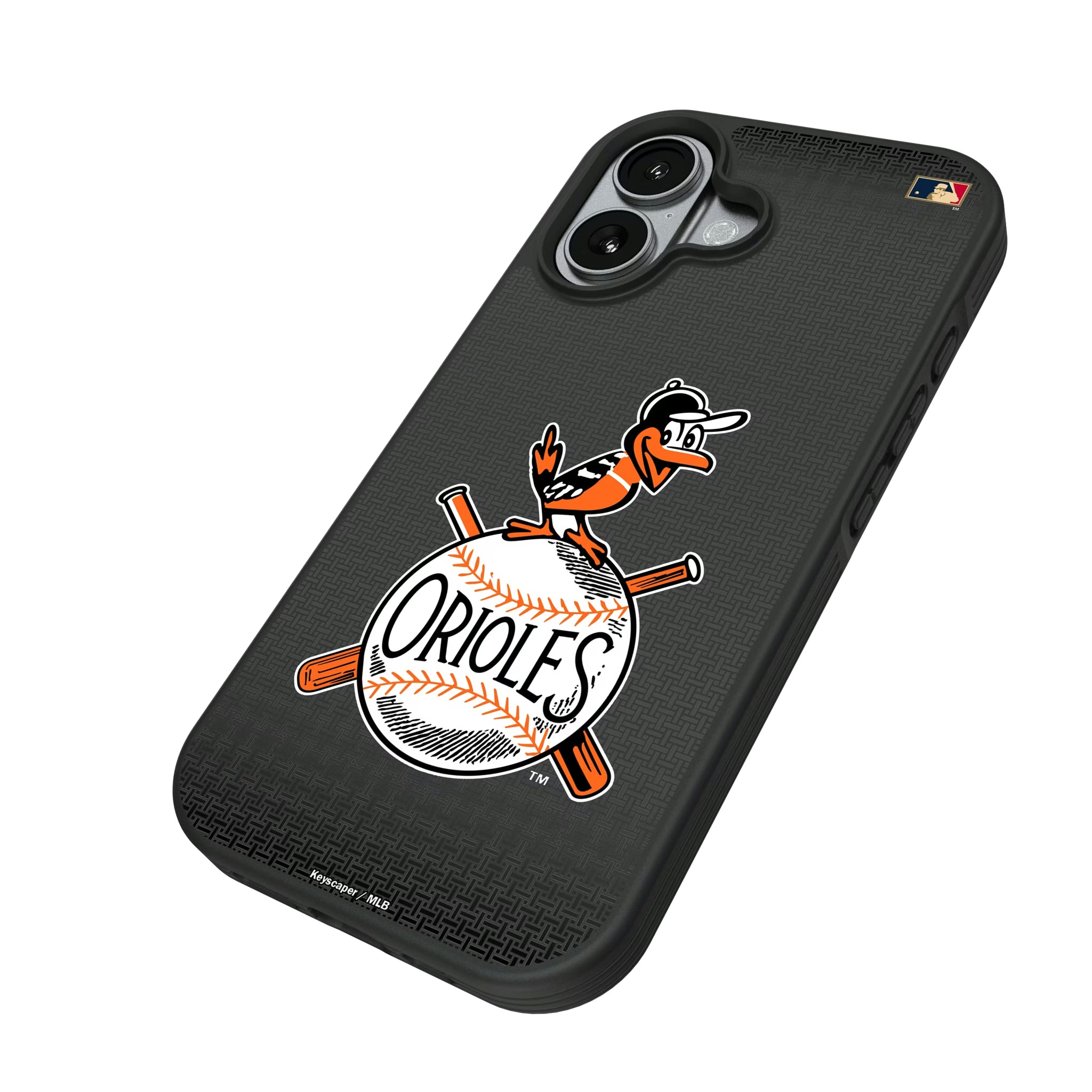 Baltimore Orioles 1954-1963 - Cooperstown Collection Linen iPhone Bump Phone Case for Apple iPhone - Isometric View#Device_iPhone 17