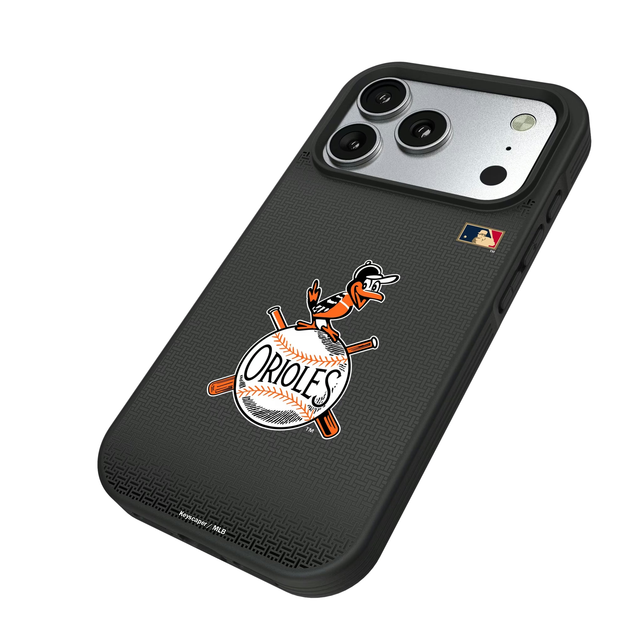 Baltimore Orioles 1954-1963 - Cooperstown Collection Linen iPhone Bump Phone Case for Apple iPhone - Isometric View#Device_iPhone 17 Pro
