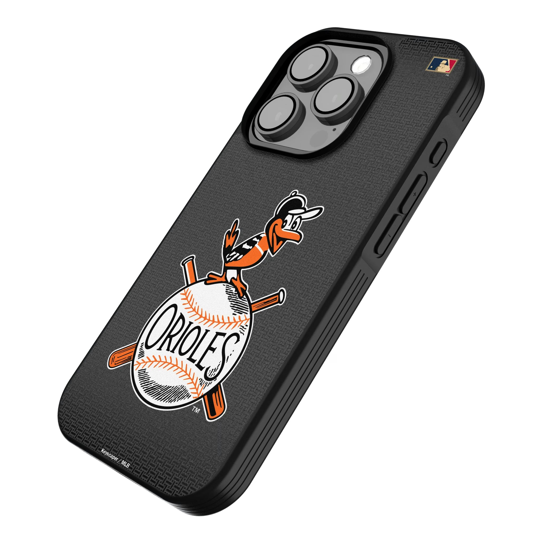Baltimore Orioles 1954-1963 - Cooperstown Collection Linen iPhone Bump Phone Case for Apple iPhone - Isometric View