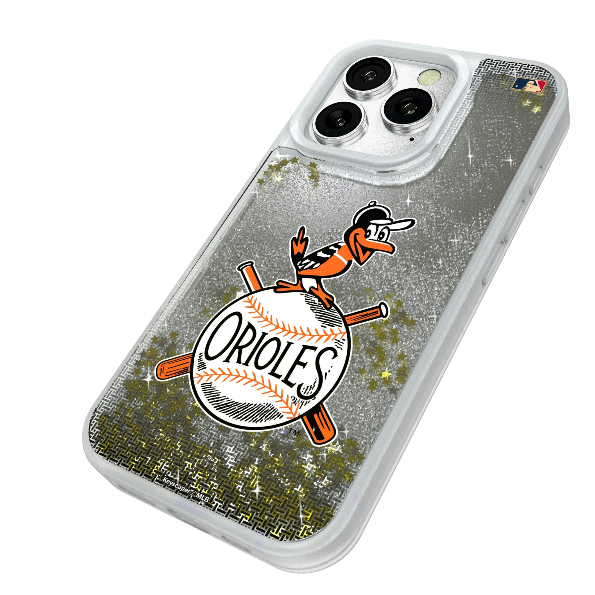 Baltimore Orioles 1954-1963 - Cooperstown Collection Linen iPhone Glitter Phone Case for Apple iPhone - Isometric View#Device_iPhone 16 Pro