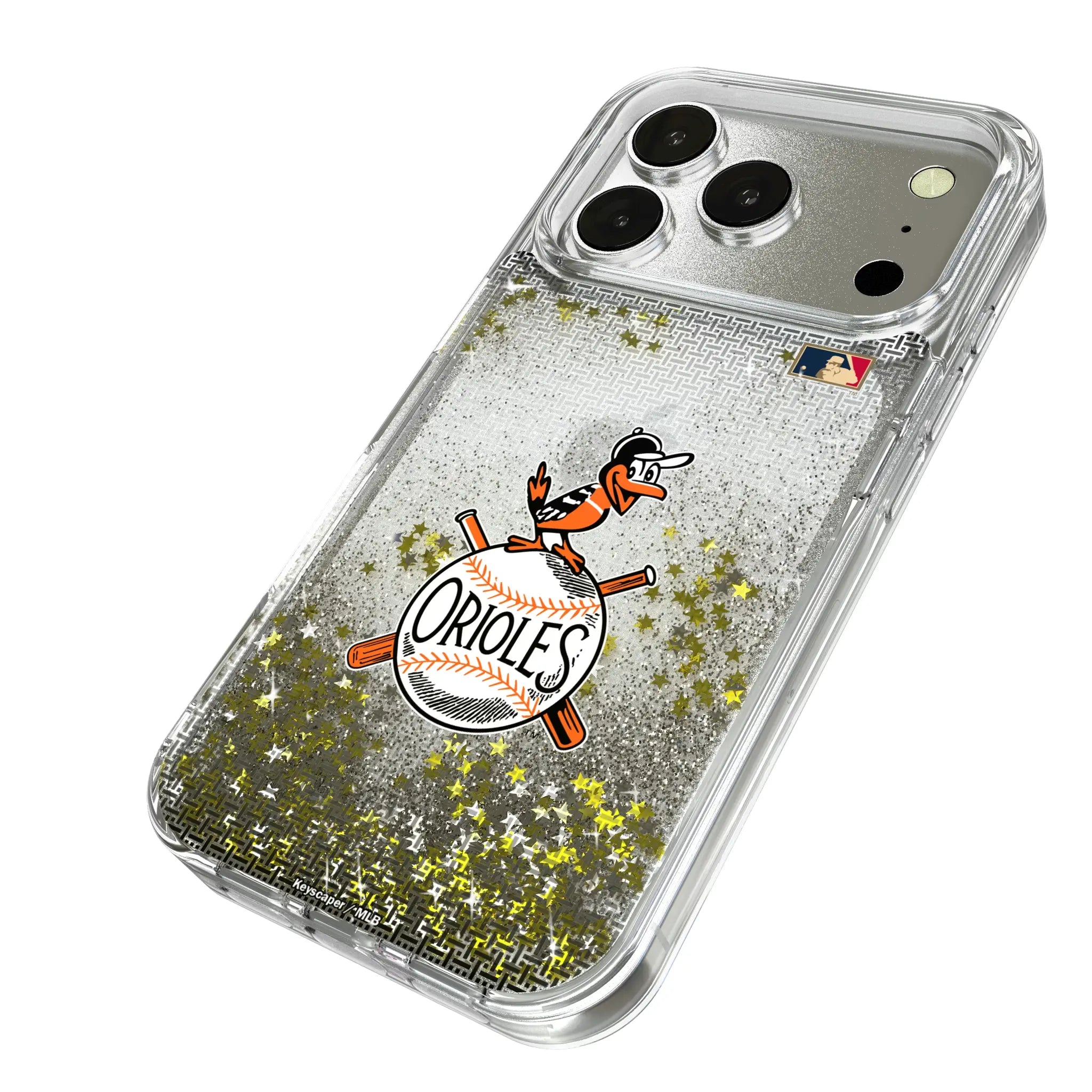 Baltimore Orioles 1954-1963 - Cooperstown Collection Linen iPhone Glitter Phone Case for Apple iPhone - Isometric View