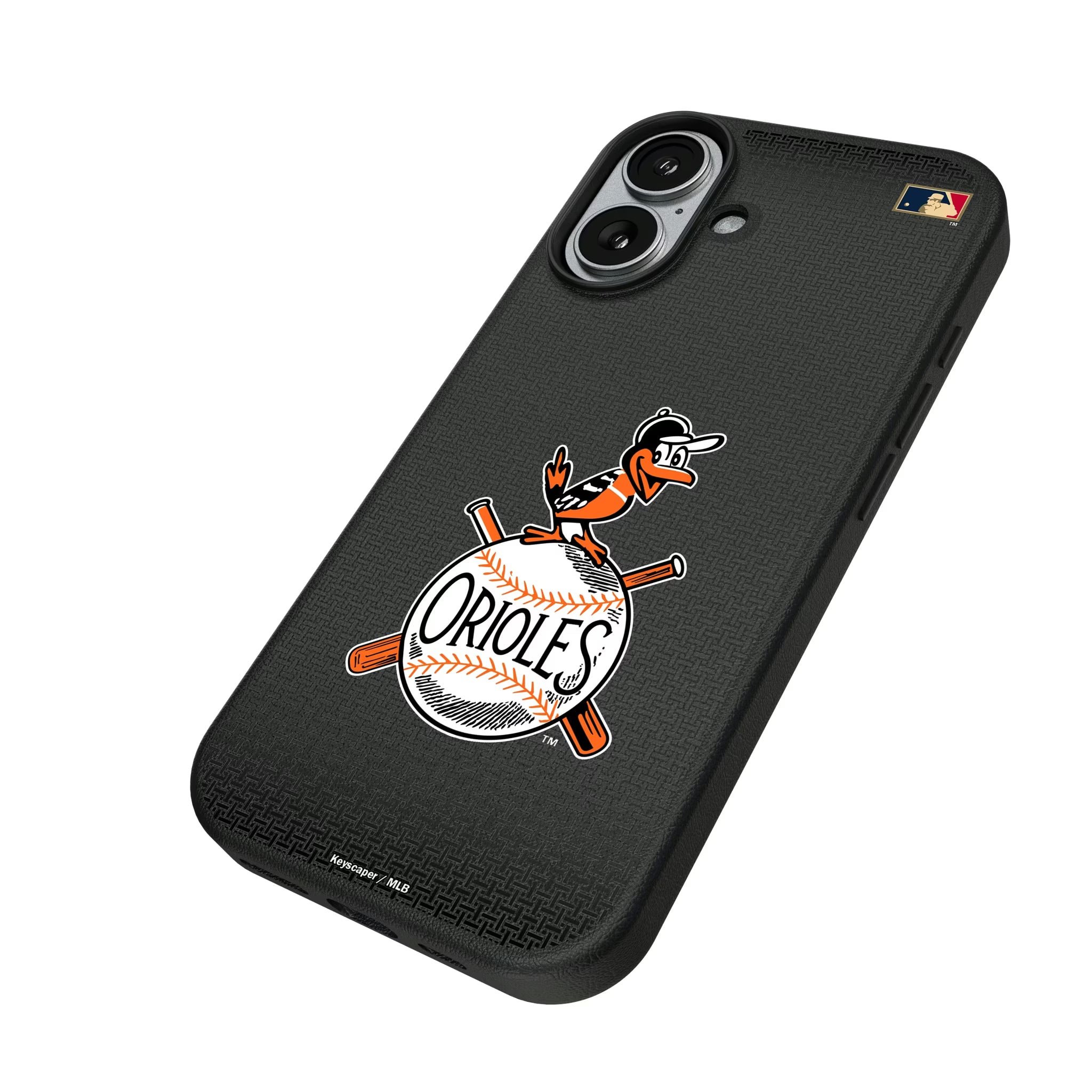 Baltimore Orioles 1954-1963 - Cooperstown Collection Linen iPhone MagSafe Compatible Phone Case for Apple iPhone - Isometric View#Device_iPhone 17