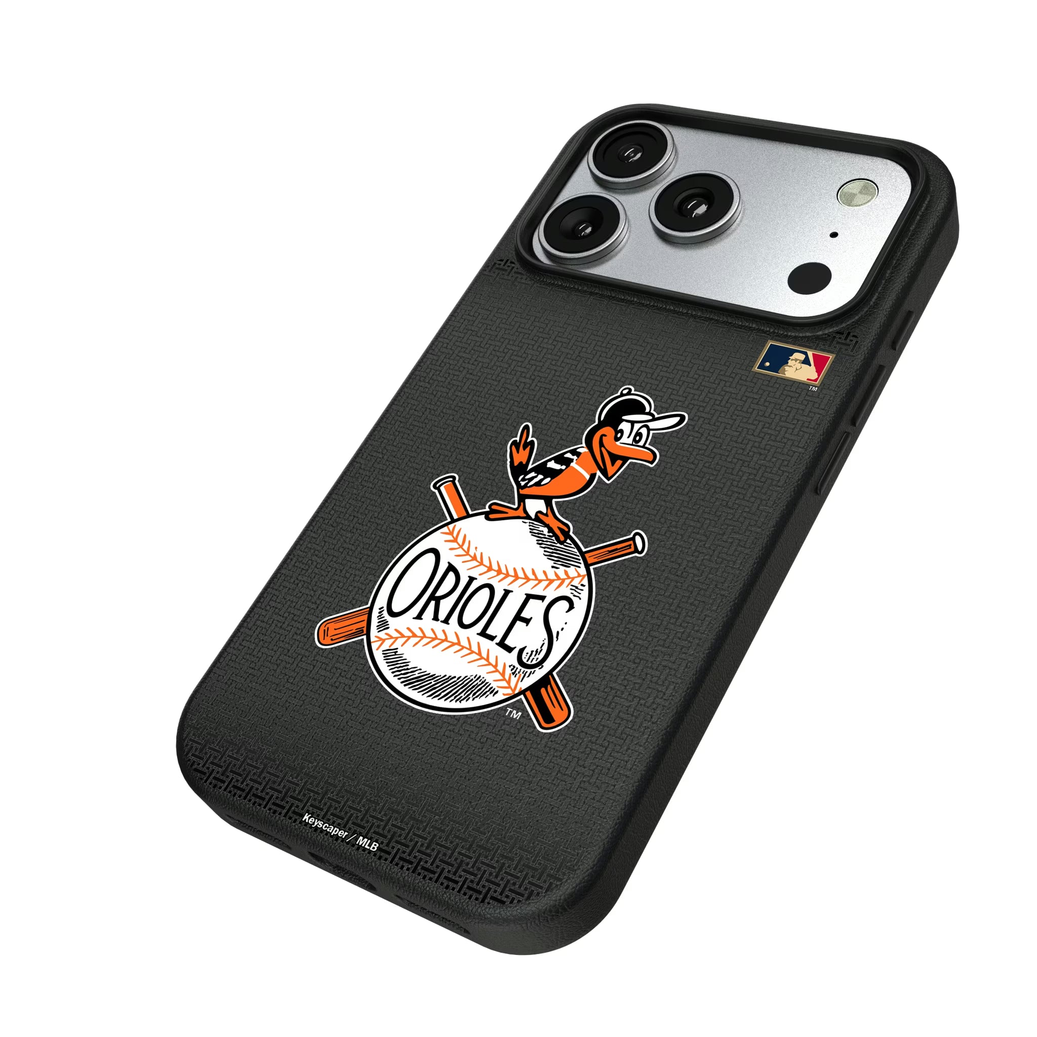 Baltimore Orioles 1954-1963 - Cooperstown Collection Linen iPhone MagSafe Compatible Phone Case for Apple iPhone - Isometric View#Device_iPhone 17 Pro