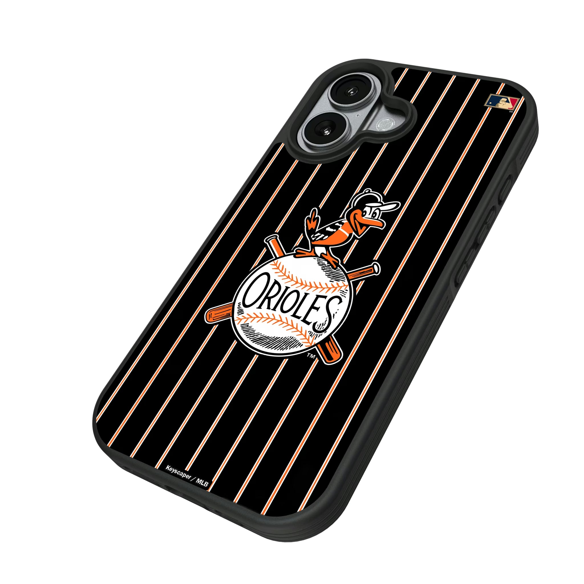 Baltimore Orioles 1954-1963 - Cooperstown Collection Pinstripe iPhone Bump Phone Case for Apple iPhone - Isometric View#Device_iPhone 17