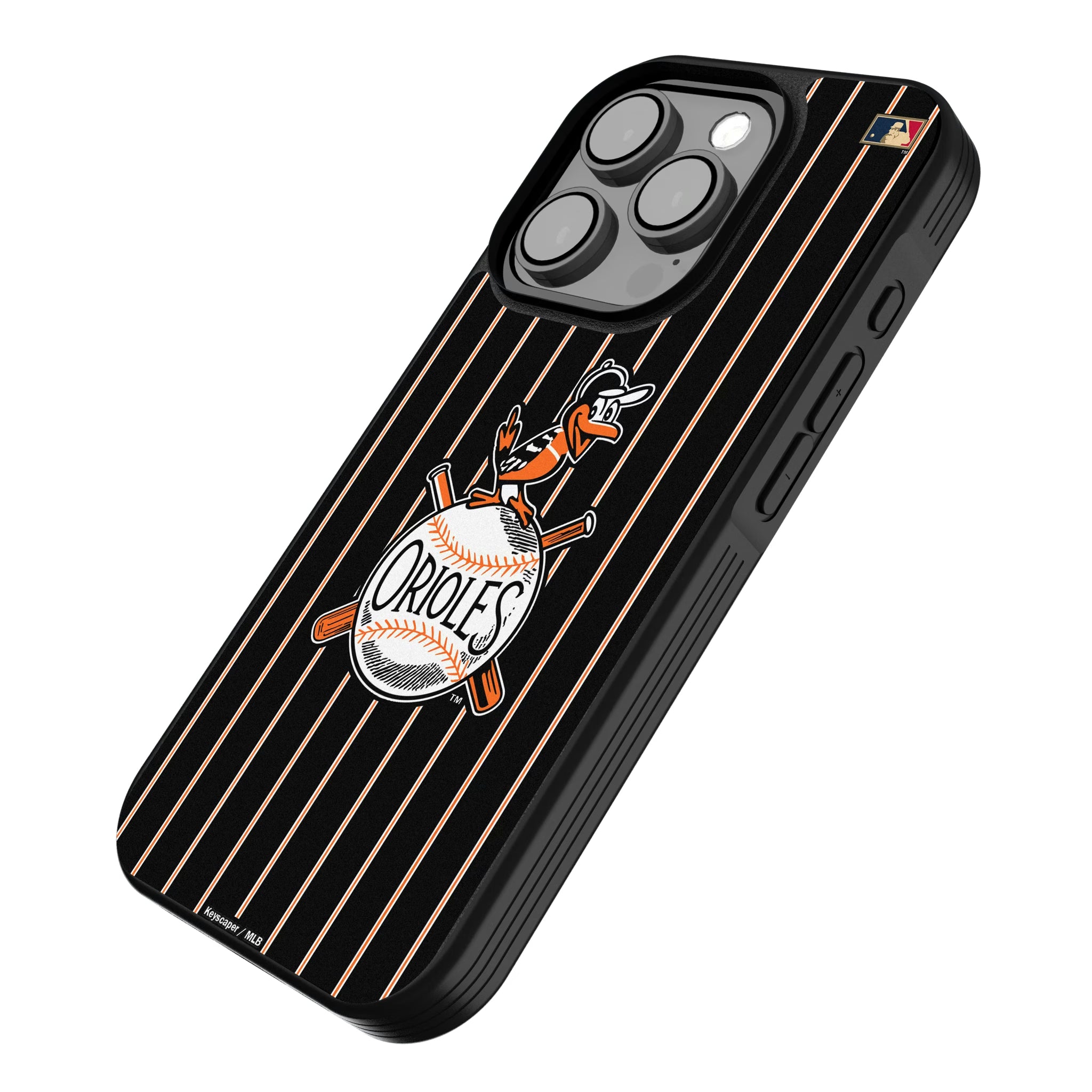 Baltimore Orioles 1954-1963 - Cooperstown Collection Pinstripe iPhone Bump Phone Case for Apple iPhone - Isometric View