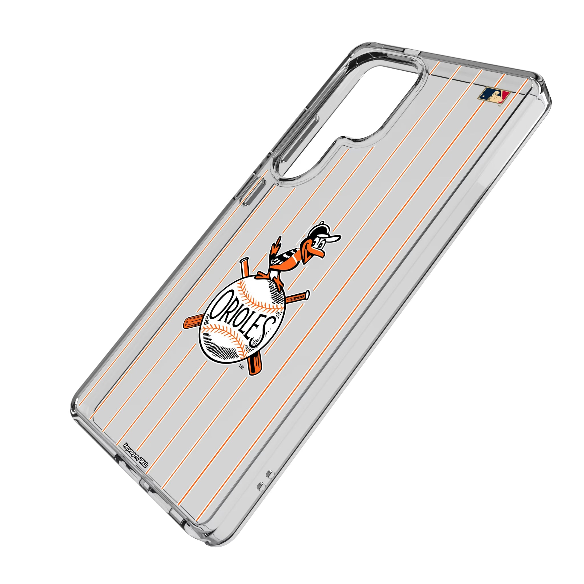Baltimore Orioles 1954-1963 - Cooperstown Collection Pinstripe Galaxy Clear Phone Case for Samsung Galaxy - Isometric View