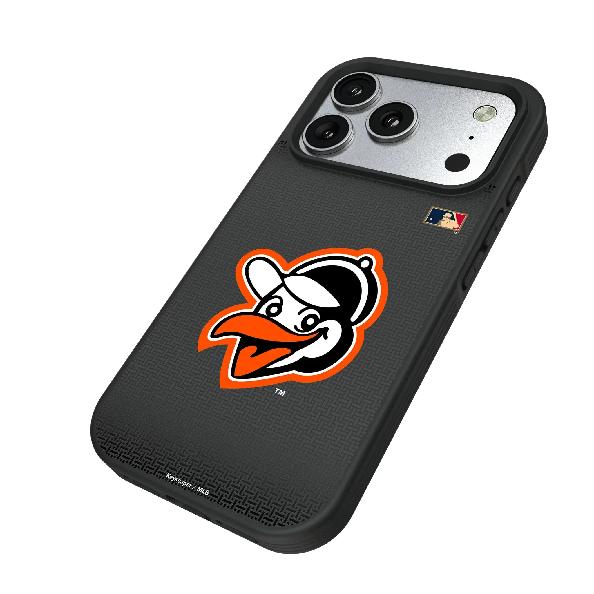Baltimore Orioles 1955 - Cooperstown Collection Linen iPhone Bump Phone Case for Apple iPhone - Isometric View#Device_iPhone 17 Pro