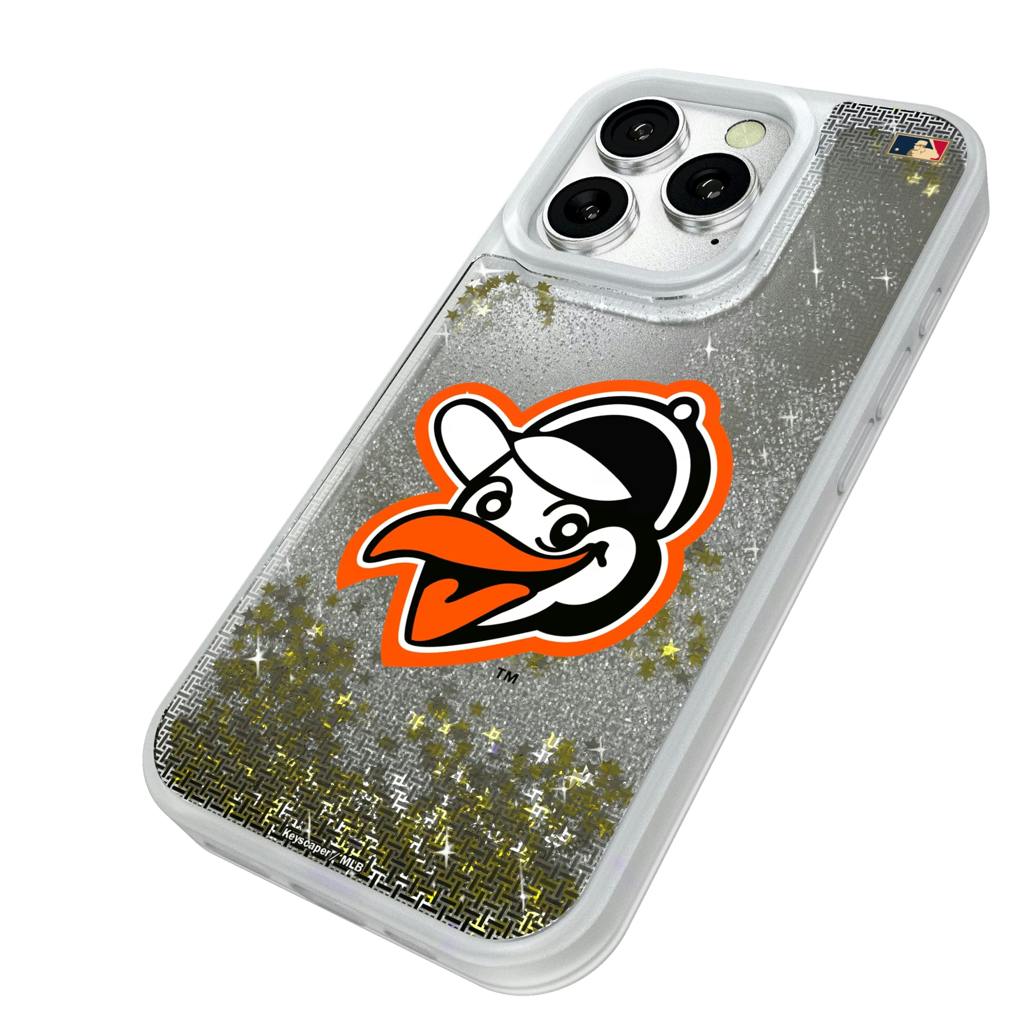 Baltimore Orioles 1955 - Cooperstown Collection Linen iPhone Glitter Phone Case for Apple iPhone - Isometric View#Device_iPhone 16 Pro