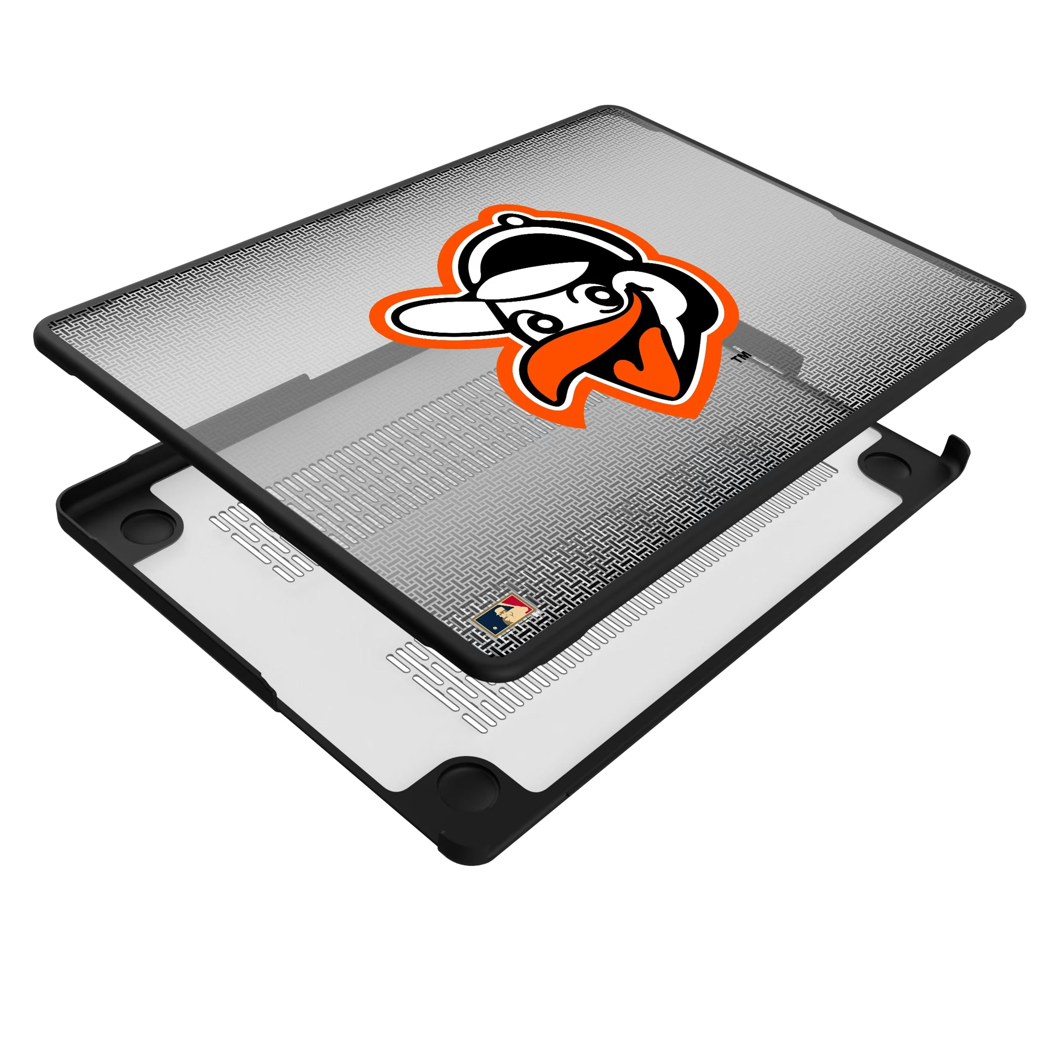Baltimore Orioles 1955 - Cooperstown Collection Linen MacBook Laptop Case for Apple MacBook - Isometric View#Device_MacBook Pro (14-inch, 2021) / MacBook Pro (14-inch, 2023) / MacBook Pro (14-inch, 2024)