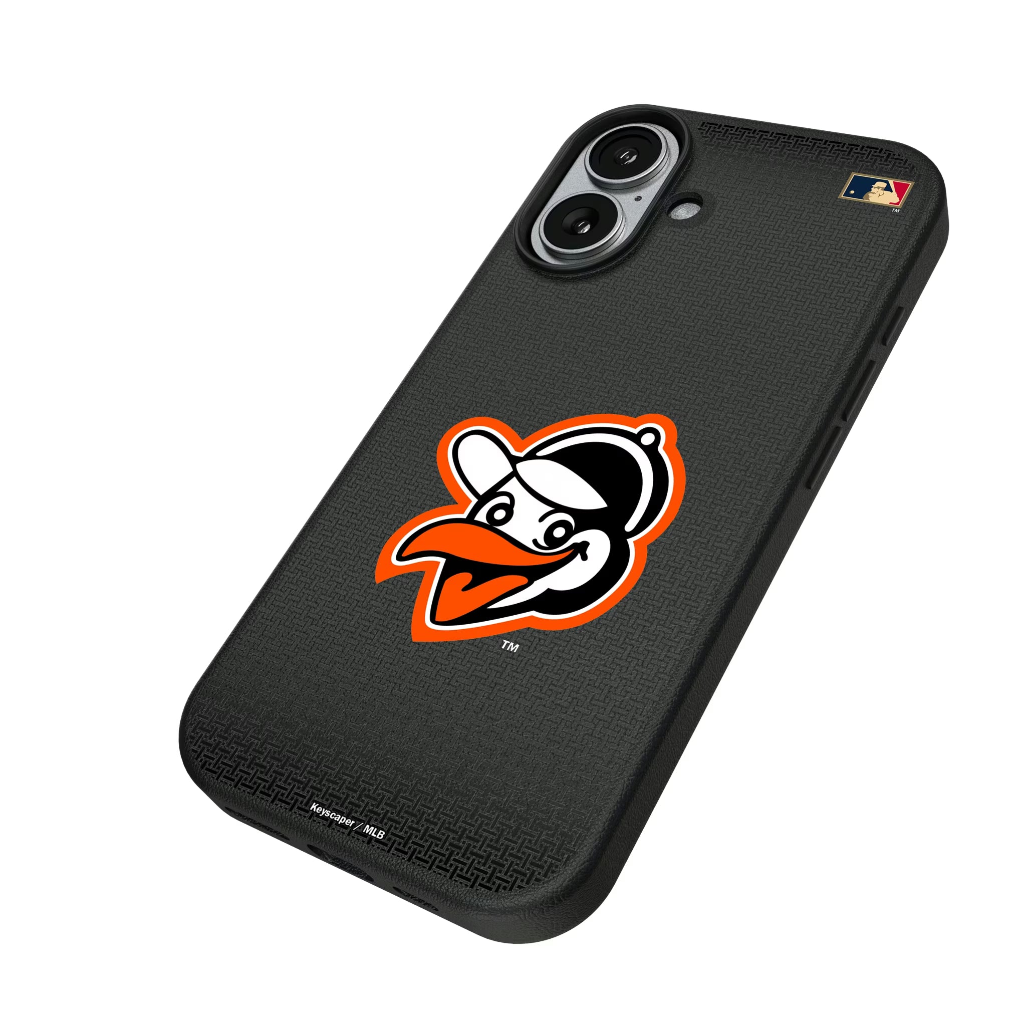 Baltimore Orioles 1955 - Cooperstown Collection Linen iPhone MagSafe Compatible Phone Case for Apple iPhone - Isometric View#Device_iPhone 17