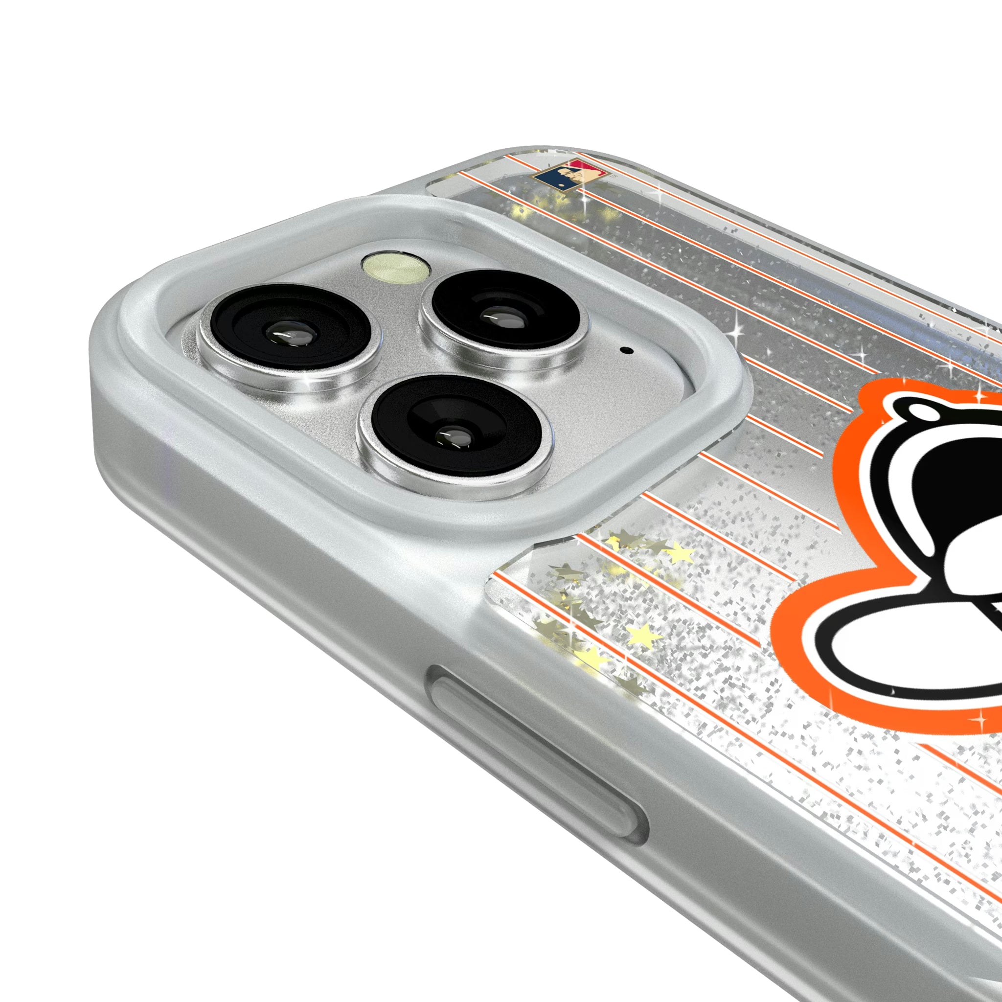 Baltimore Orioles 1955 - Cooperstown Collection Pinstripe iPhone Glitter Phone Case for Apple iPhone - Detail#Device_iPhone 16 Pro