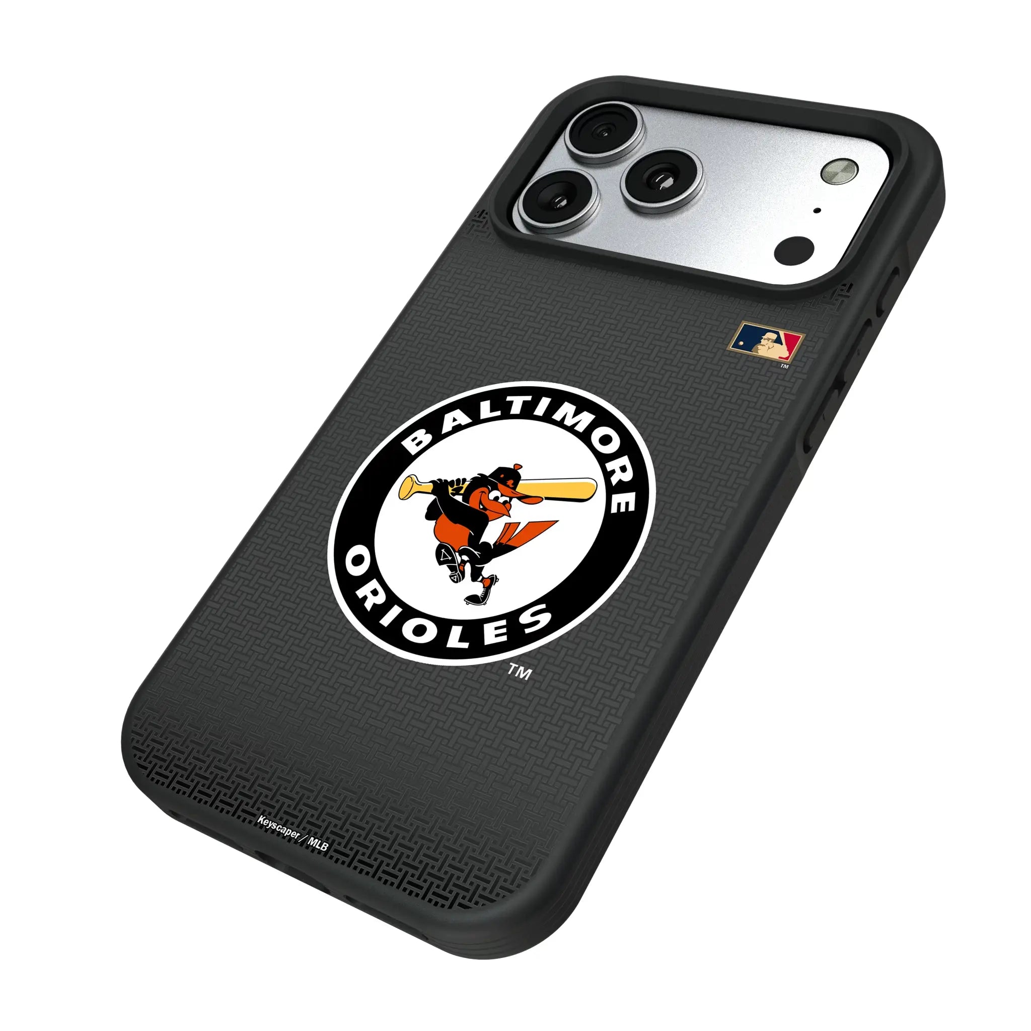 Baltimore Orioles 1966-1969 - Cooperstown Collection Linen iPhone Bump Phone Case for Apple iPhone - Isometric View#Device_iPhone 17 Pro Max