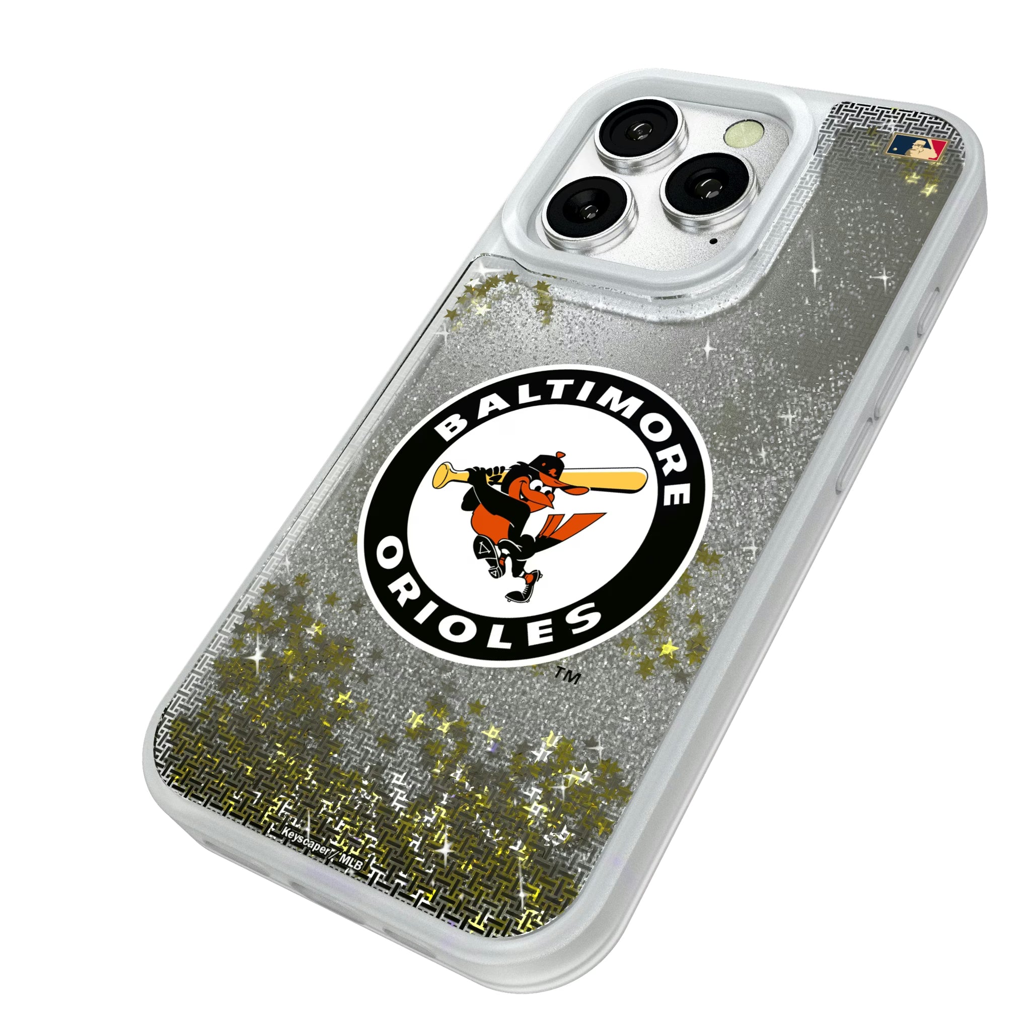 Baltimore Orioles 1966-1969 - Cooperstown Collection Linen iPhone Glitter Phone Case for Apple iPhone - Isometric View#Device_iPhone 16 Pro