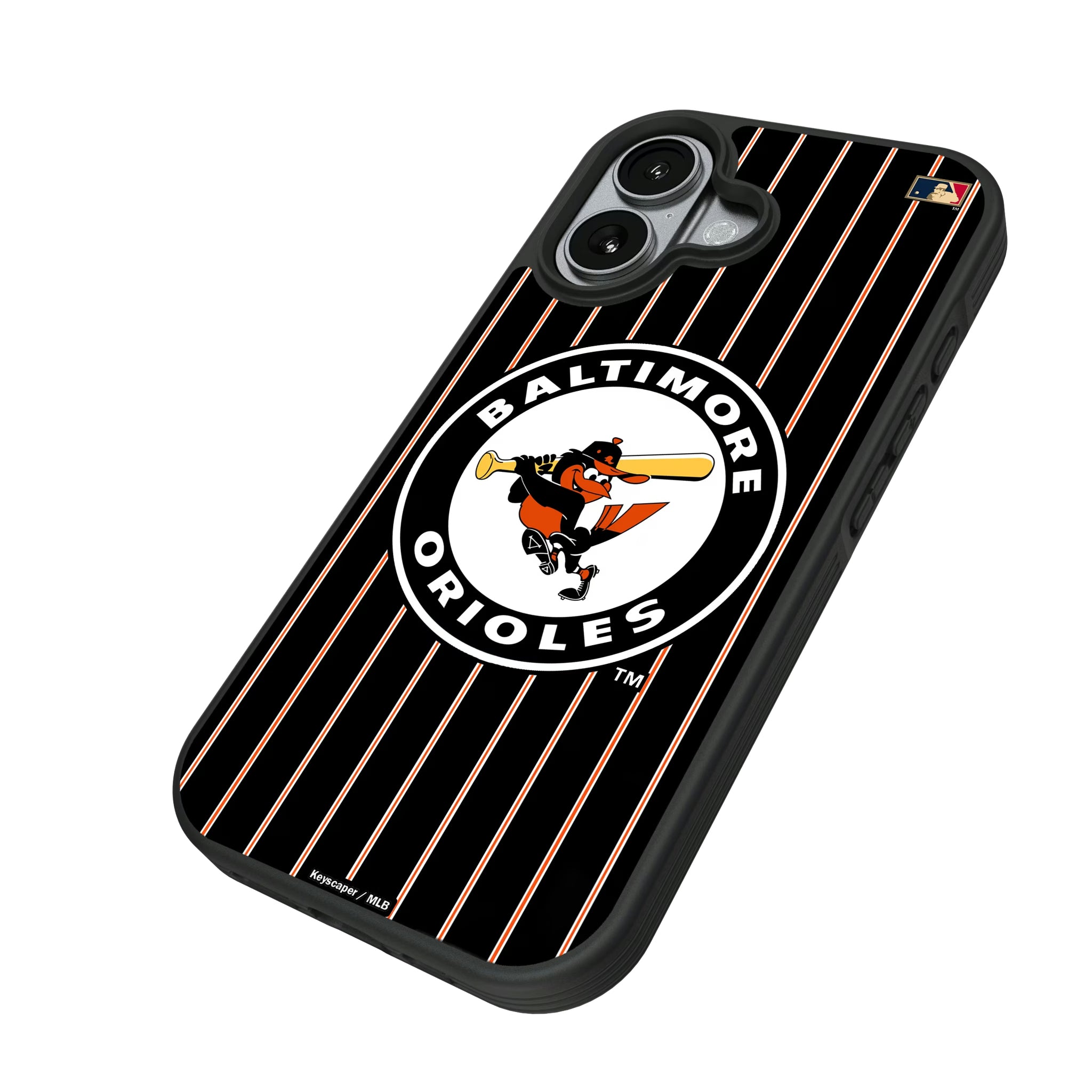 Baltimore Orioles 1966-1969 - Cooperstown Collection Pinstripe iPhone Bump Phone Case for Apple iPhone - Isometric View#Device_iPhone 17